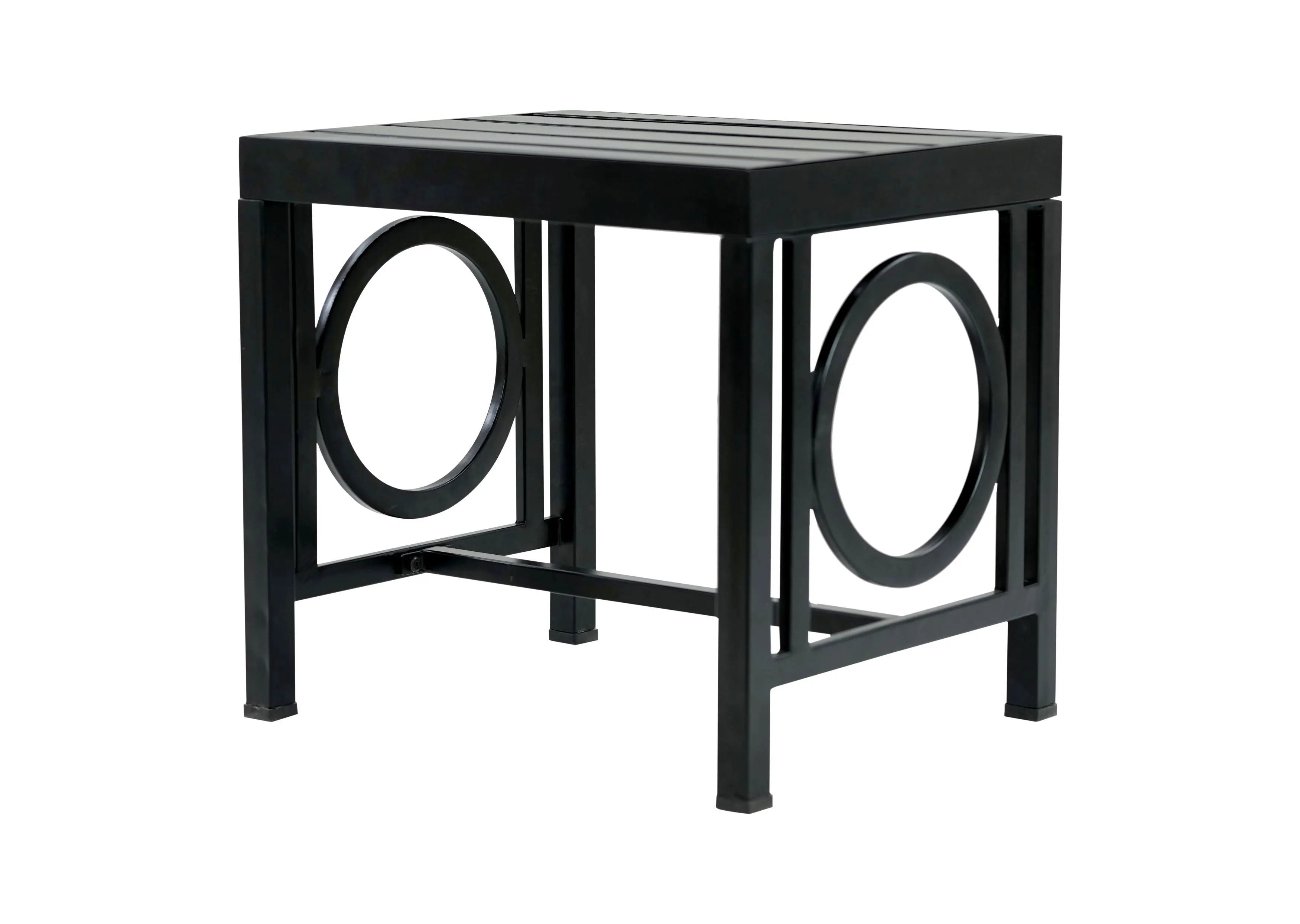 16" Black Aluminum Geo Slat Outdoor Side Table Homeroots Outdoor