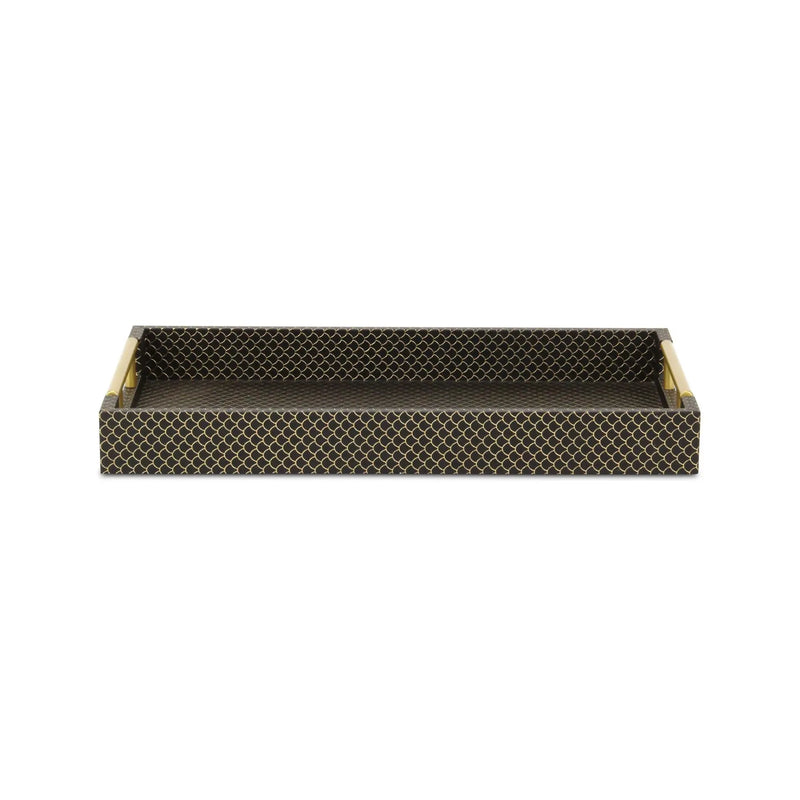 16" Black And Gold Geometric Print Handmade Serving Tray Homeroots Kitchen & Dining