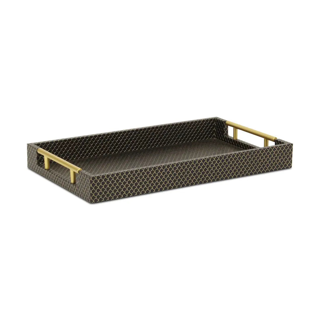 16" Black And Gold Geometric Print Handmade Serving Tray Homeroots Kitchen & Dining