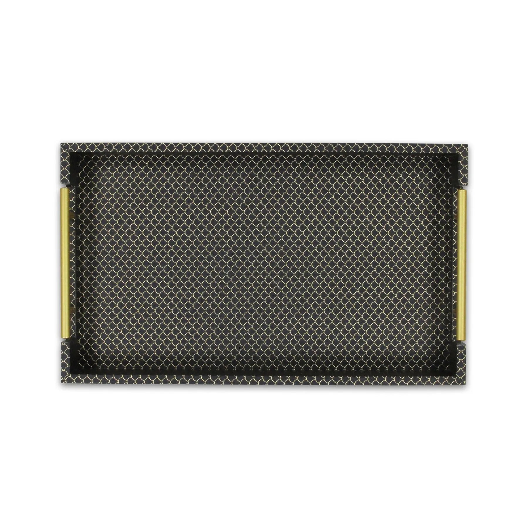 16" Black And Gold Geometric Print Handmade Serving Tray Homeroots Kitchen & Dining