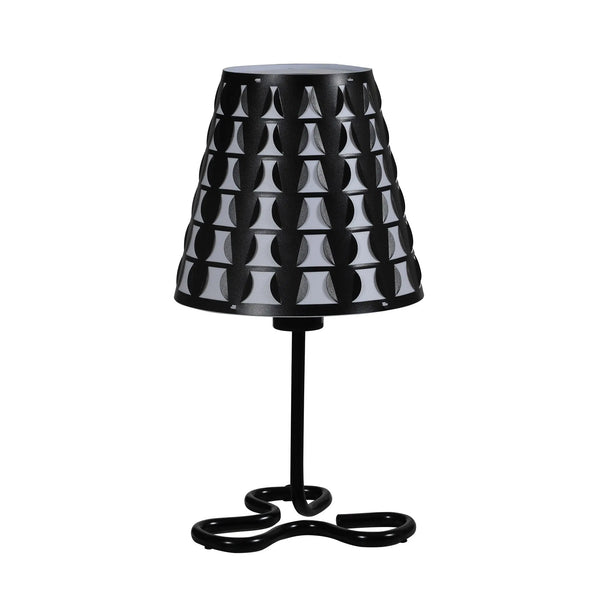 16" Black Bedside Table Lamp With Black And White Polka Dots Empire Shade Homeroots Lighting