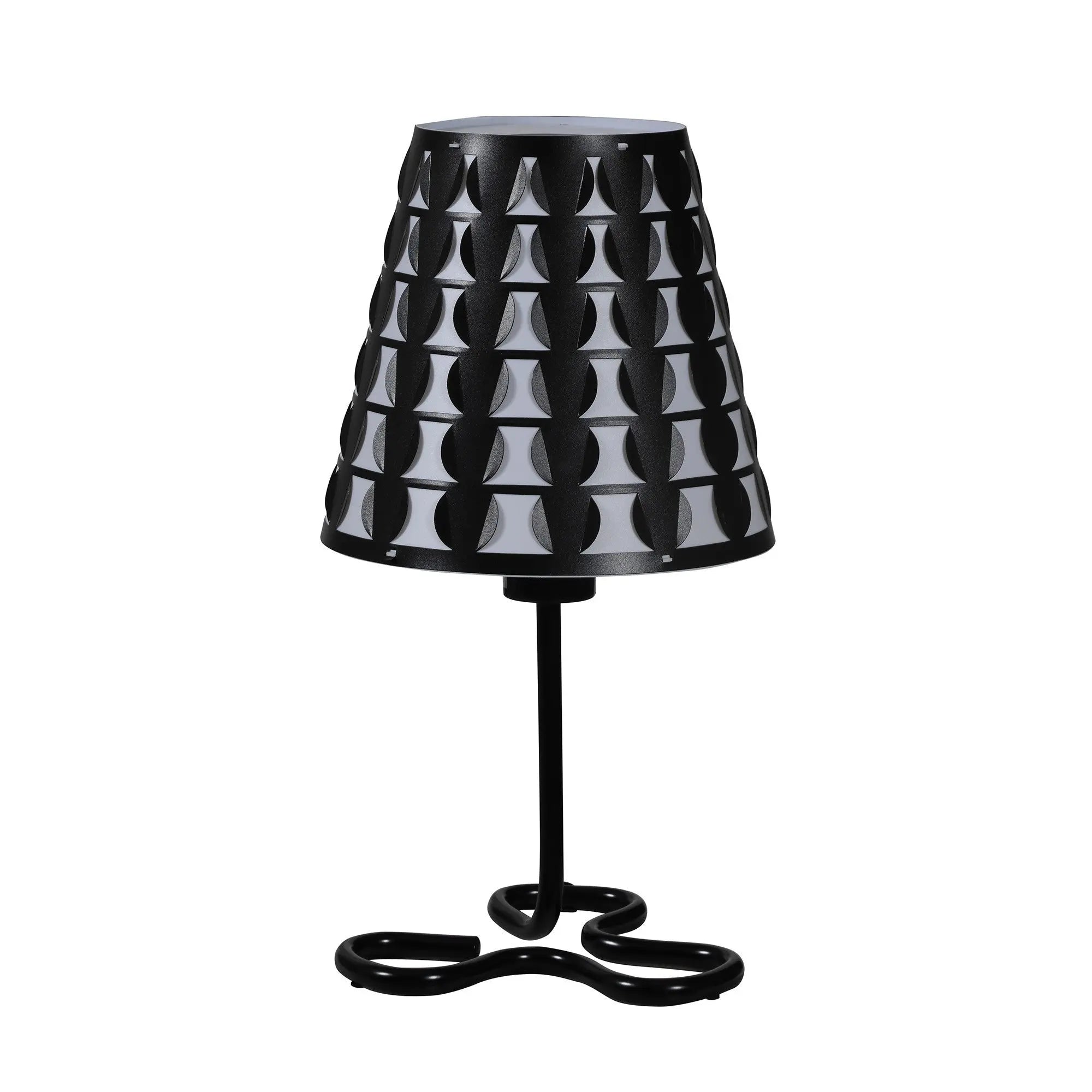 16" Black Bedside Table Lamp With Black And White Polka Dots Empire Shade Homeroots Lighting