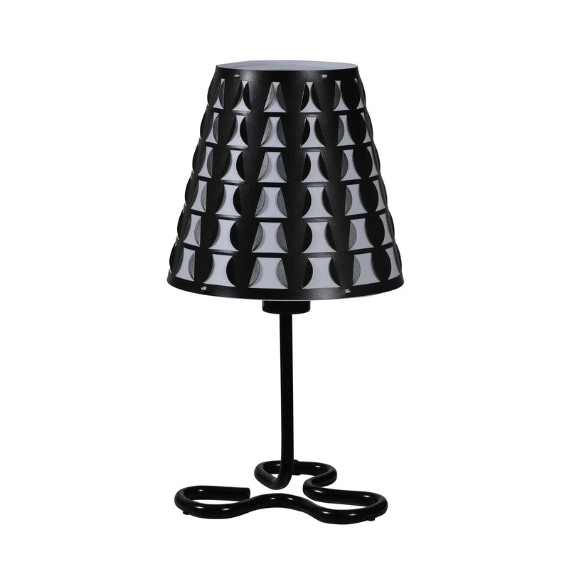 16" Black Bedside Table Lamp With Black And White Polka Dots Empire Shade Homeroots Lighting