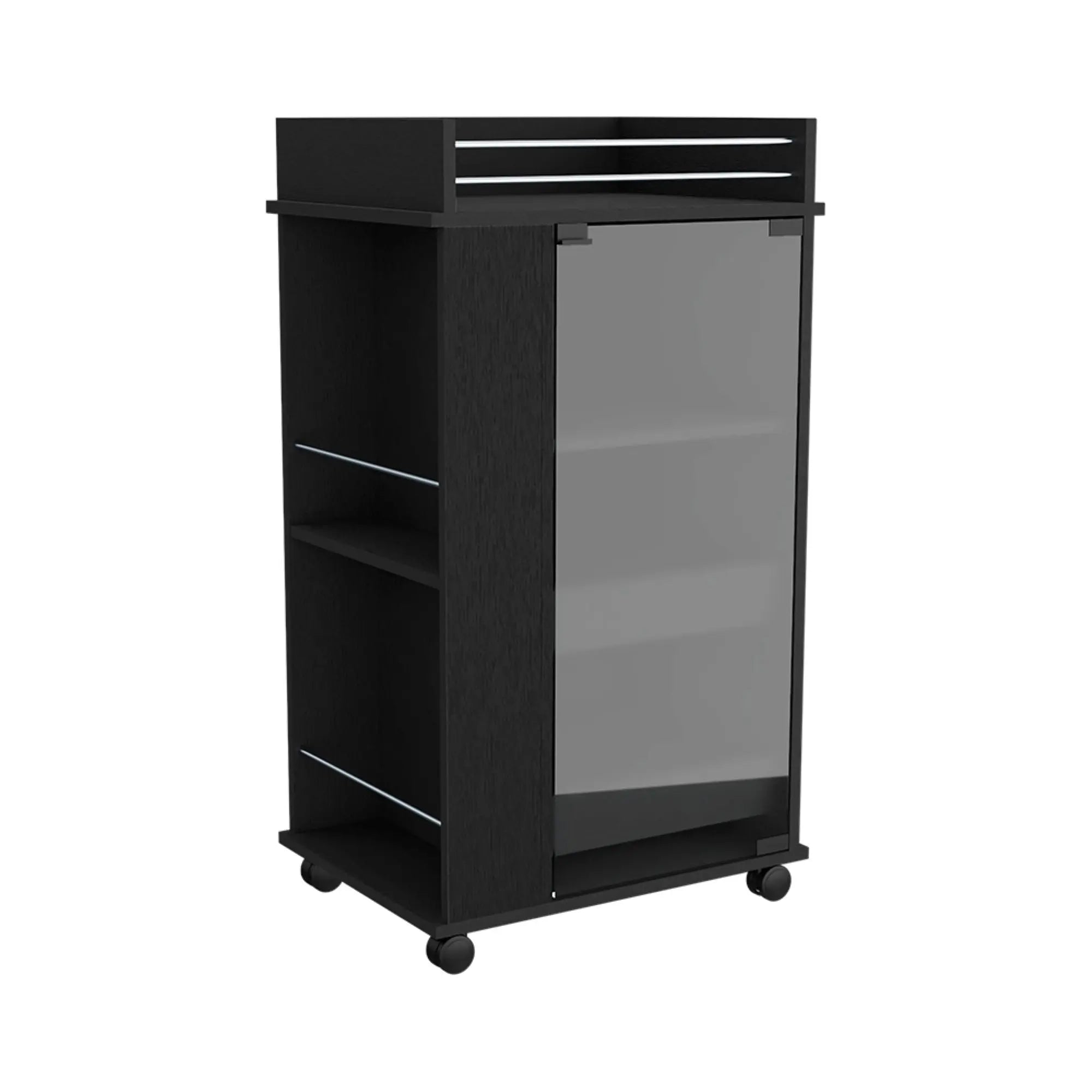 16" Black Wood Bar Cart Homeroots Kitchen & Dining