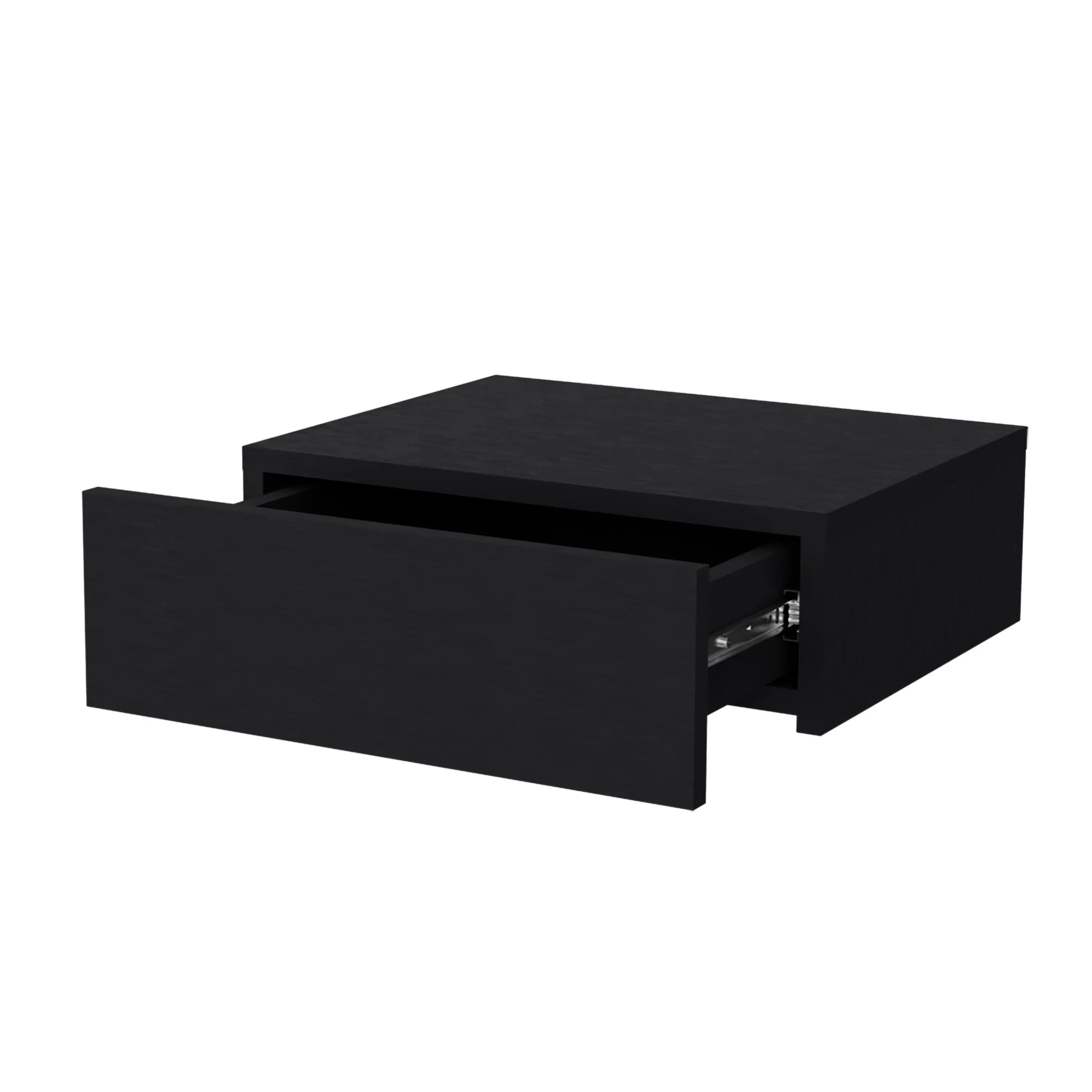16" Black Wood One Drawer Floating Nightstand Homeroots Bed & Bath