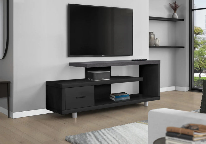 16" Black and Gray Open Shelving TV Stand Homeroots Living Room