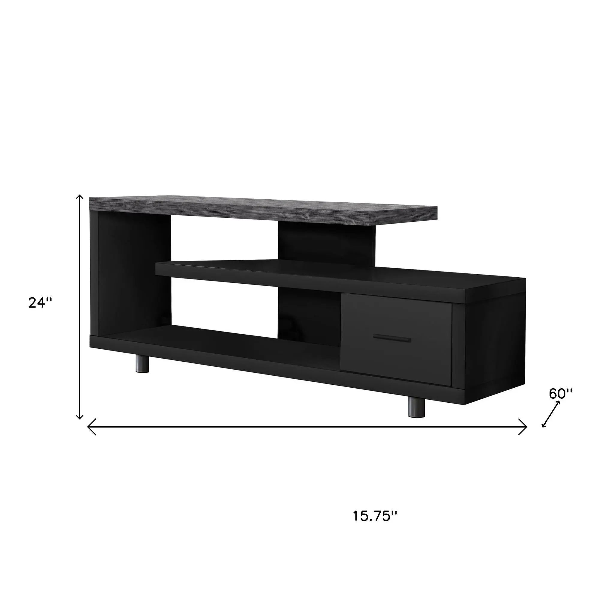 16" Black and Gray Open Shelving TV Stand Homeroots Living Room