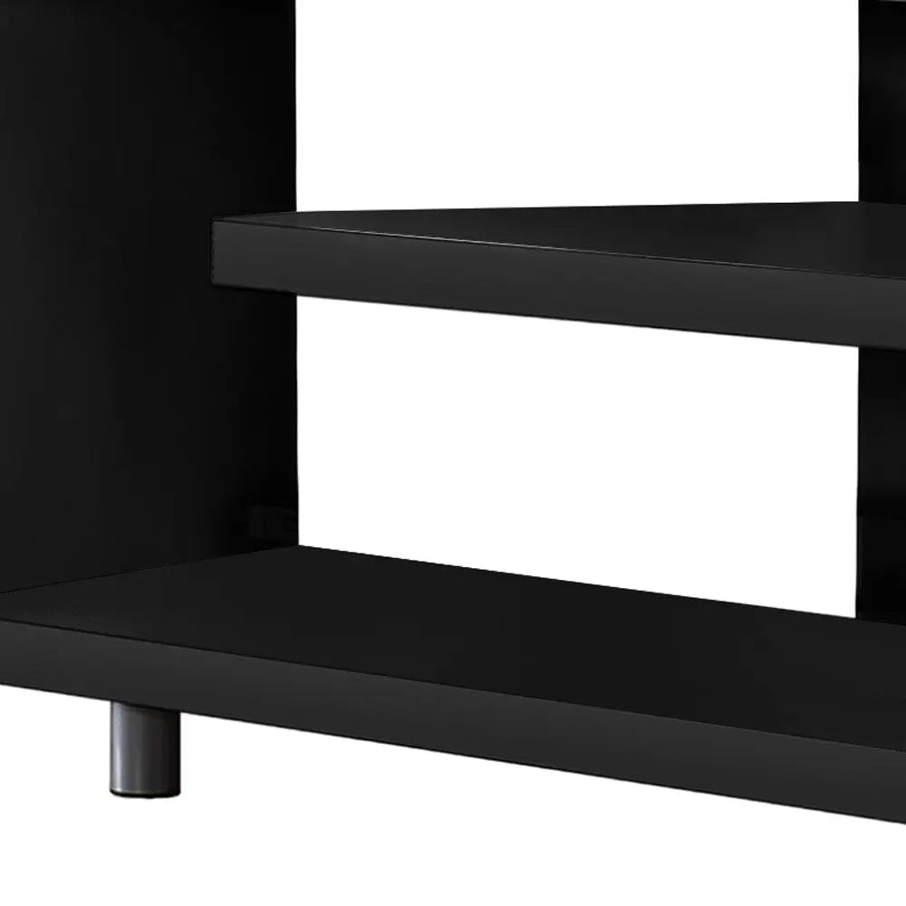 16" Black and Gray Open Shelving TV Stand Homeroots Living Room
