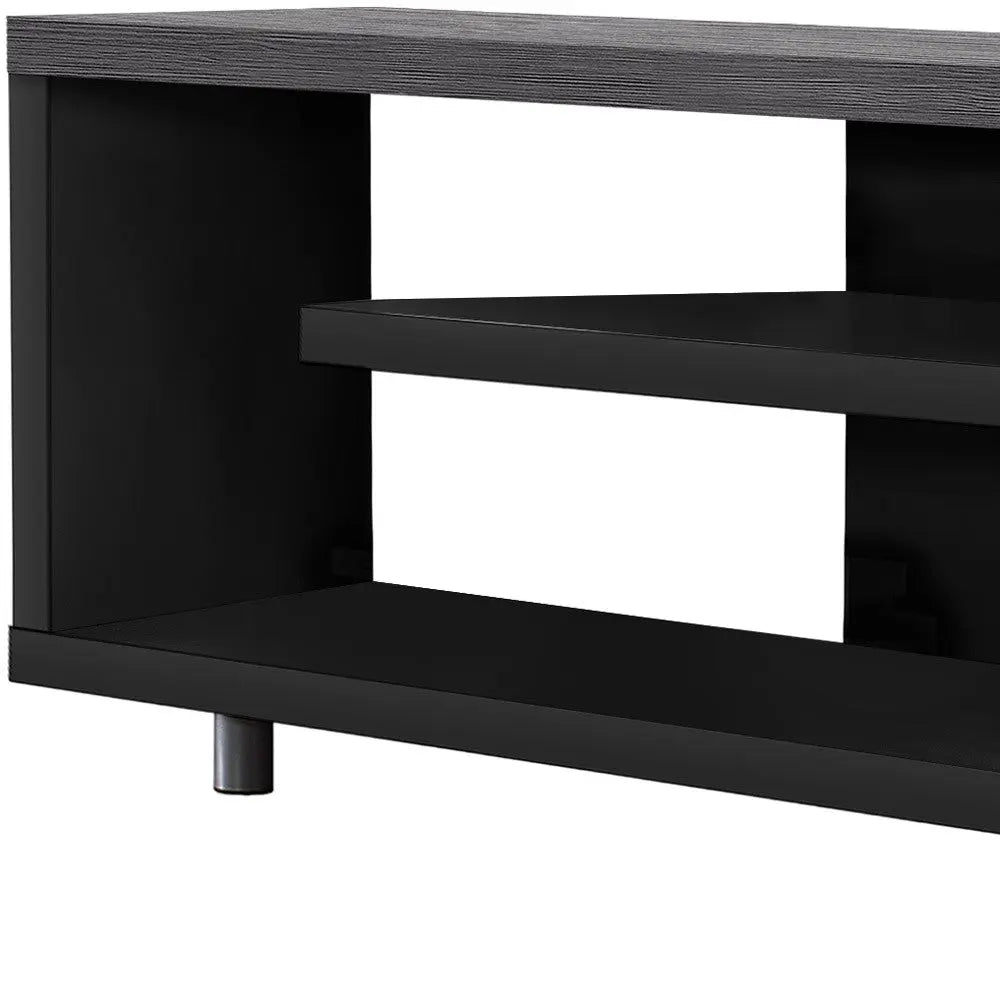 16" Black and Gray Open Shelving TV Stand Homeroots Living Room
