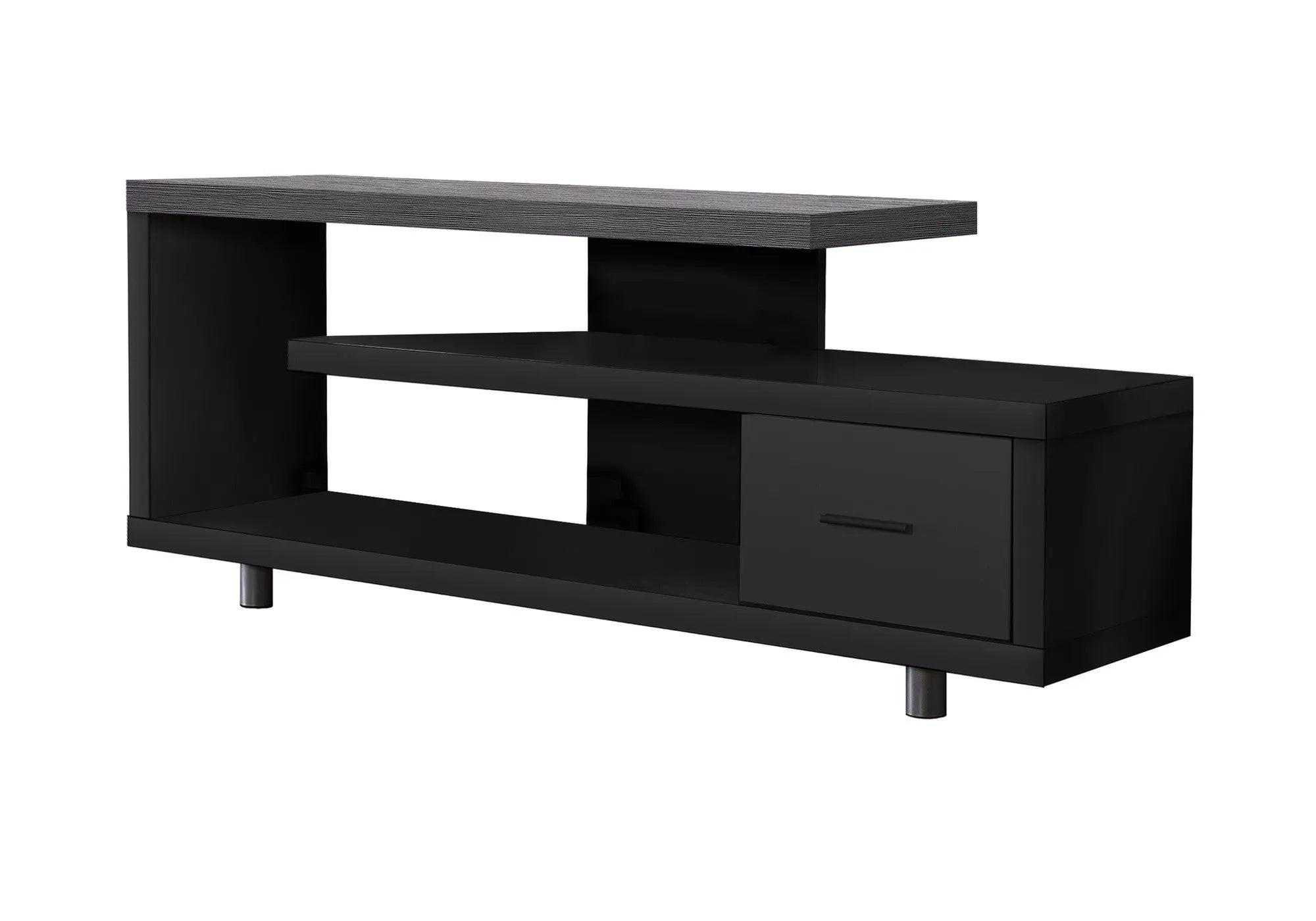 16" Black and Gray Open Shelving TV Stand Homeroots Living Room