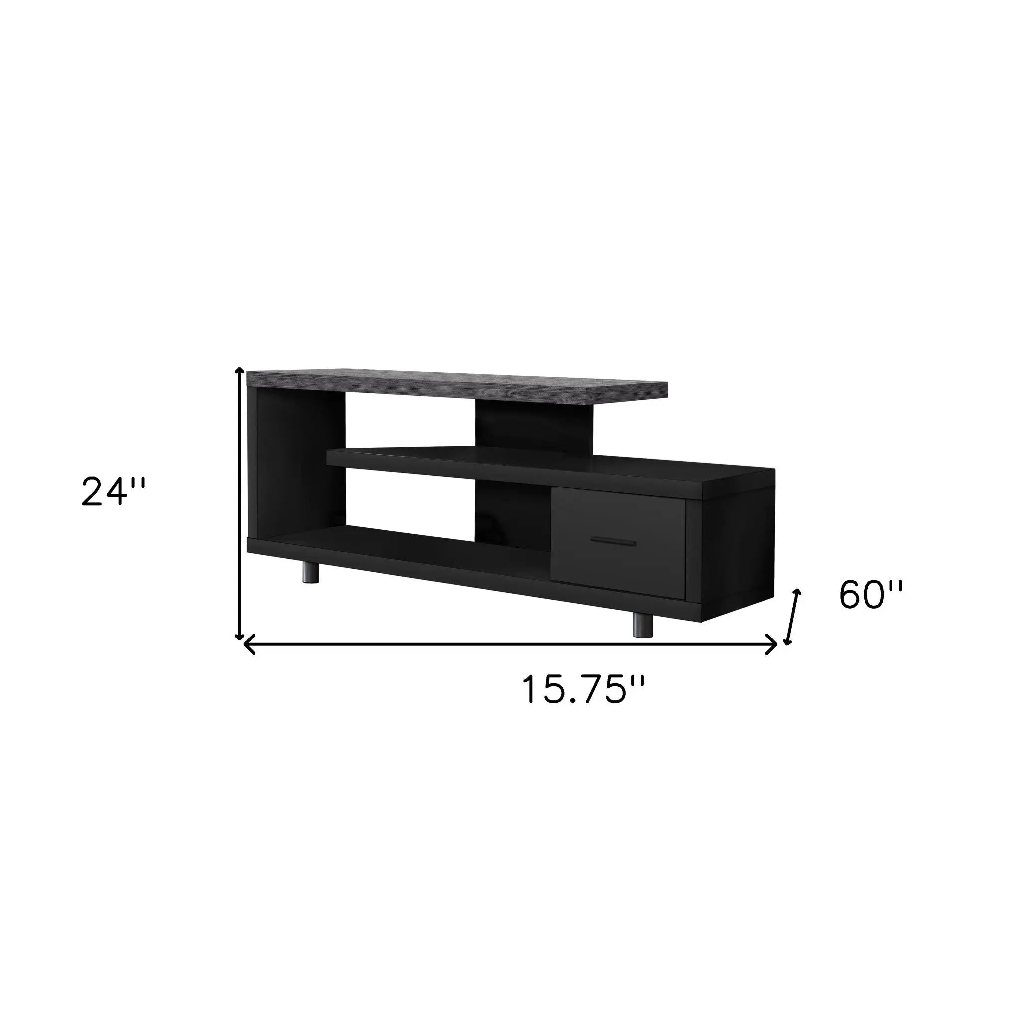 16" Black and Gray Open Shelving TV Stand Homeroots Living Room