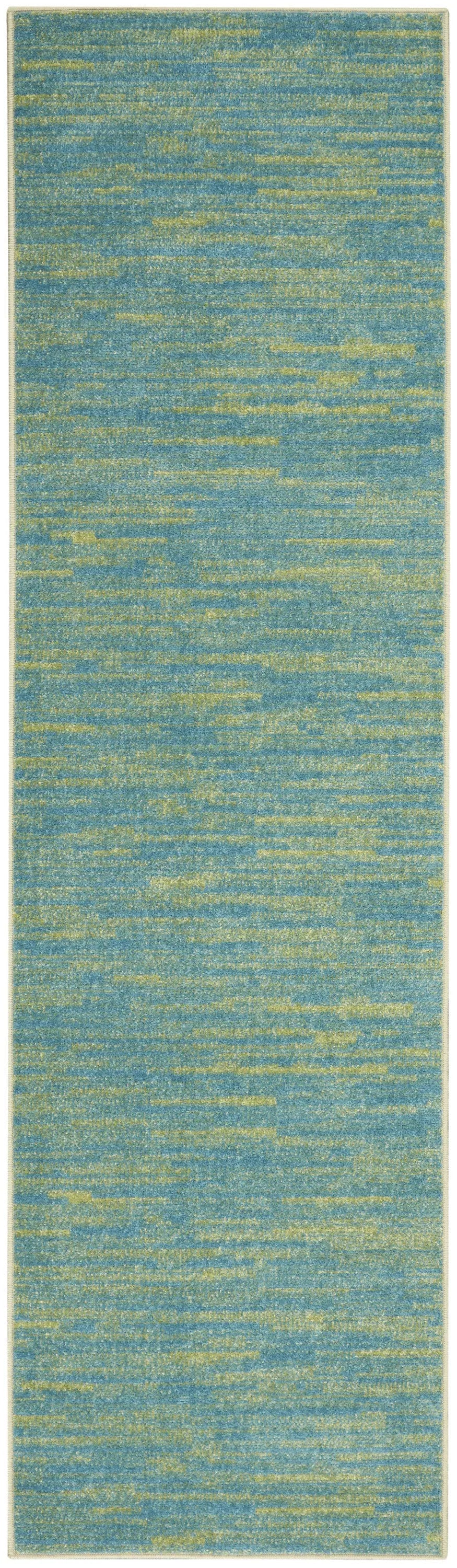 16' Blue And Green Indoor Outdoor Runner Rug Homeroots Outdoor