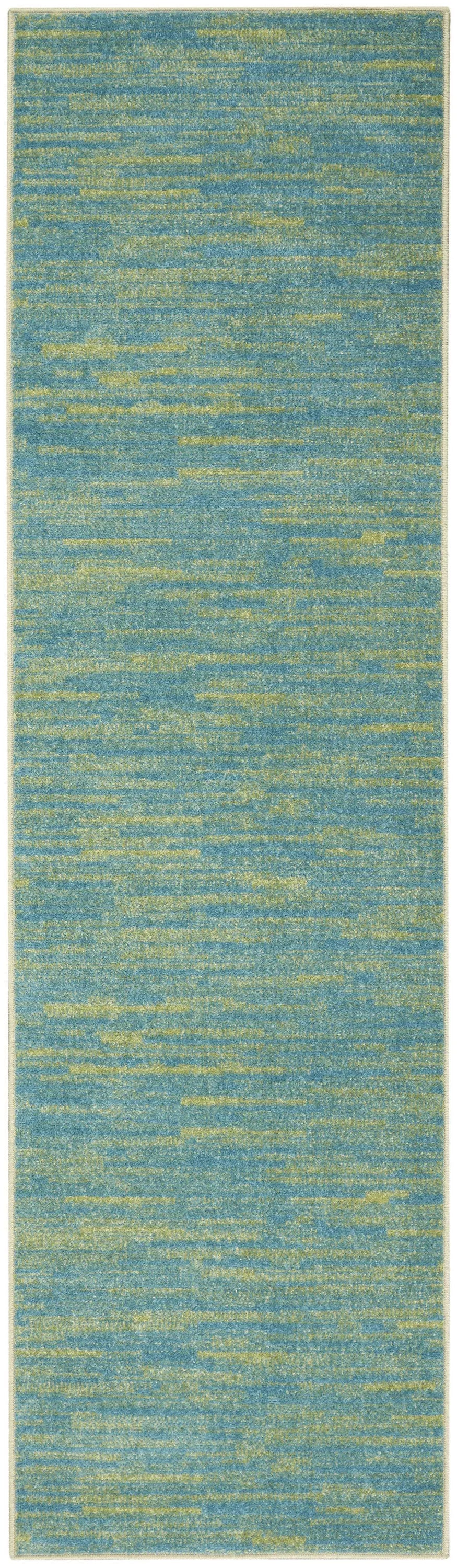 16' Blue And Green Indoor Outdoor Runner Rug Homeroots Outdoor