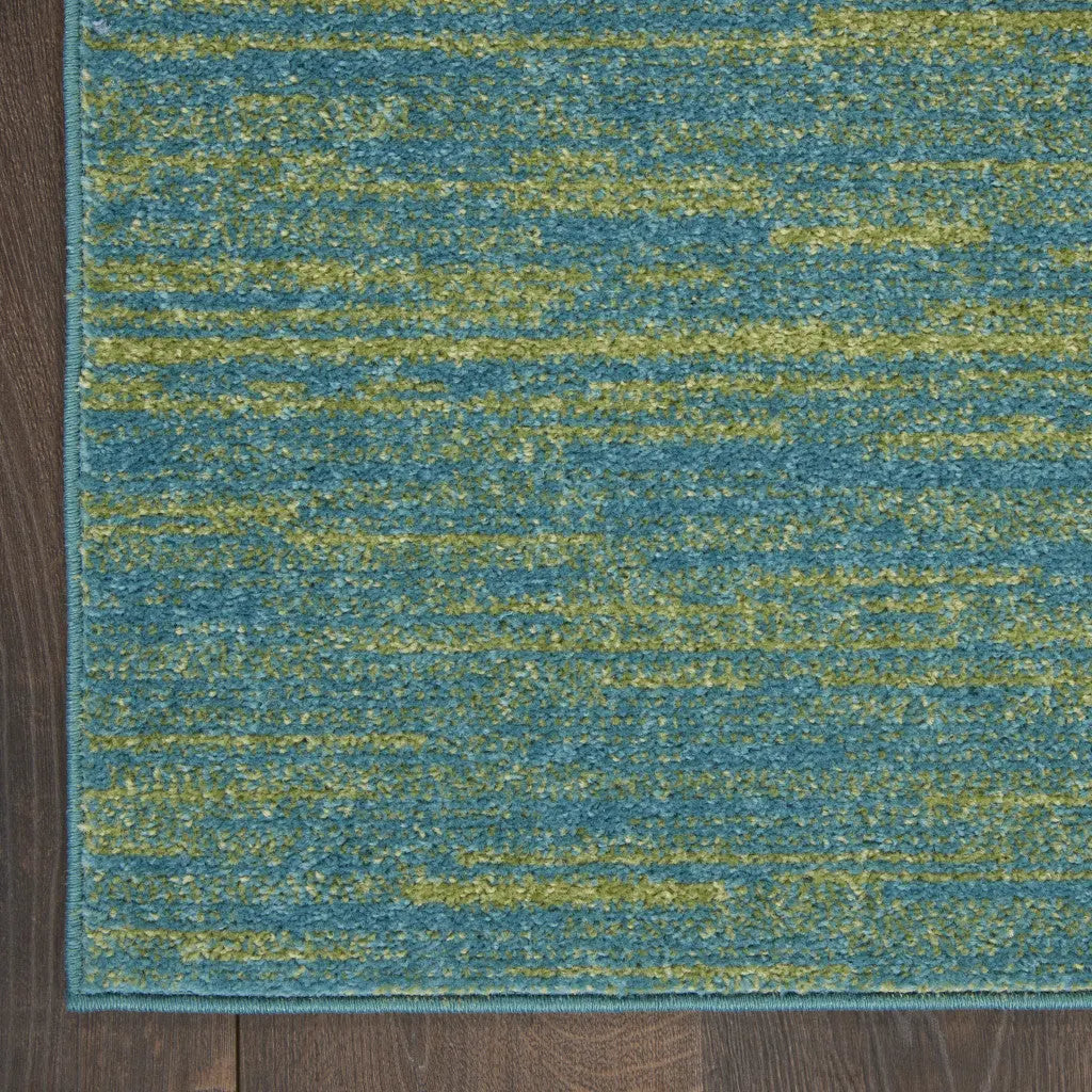 16' Blue And Green Indoor Outdoor Runner Rug Homeroots Outdoor