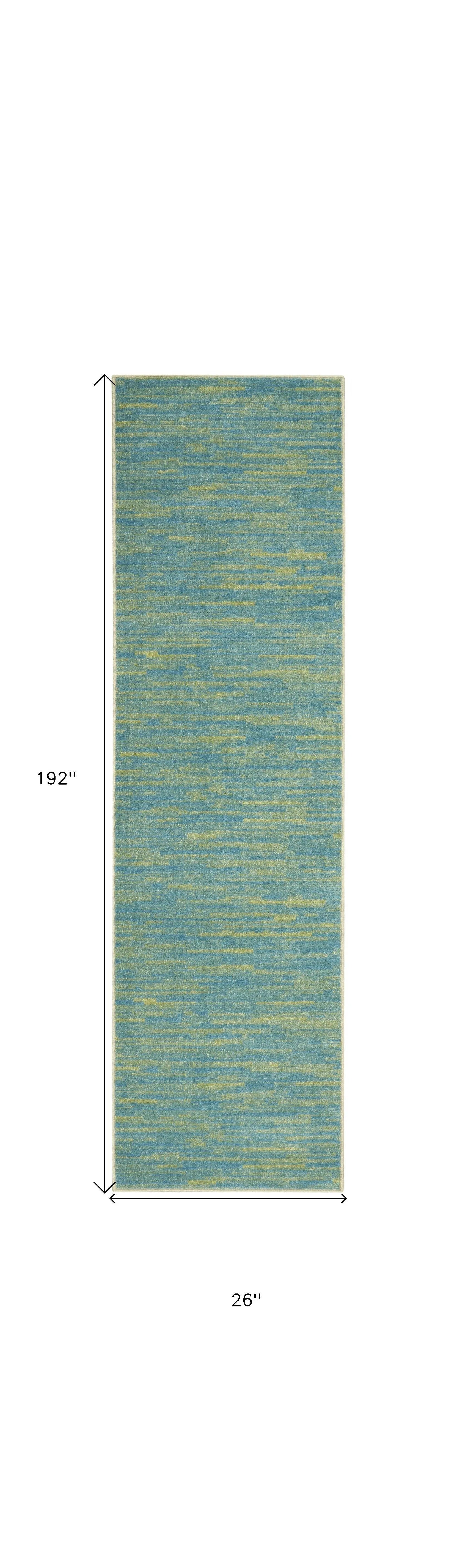 16' Blue And Green Indoor Outdoor Runner Rug Homeroots Outdoor