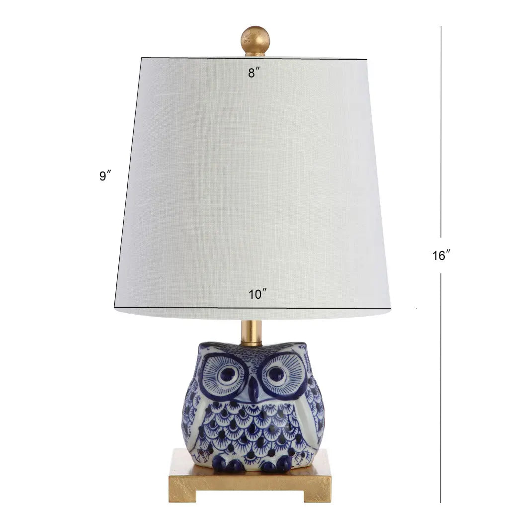 16" Blue Gold And White Novelty Table Lamp With Empire Shade Homeroots Lighting