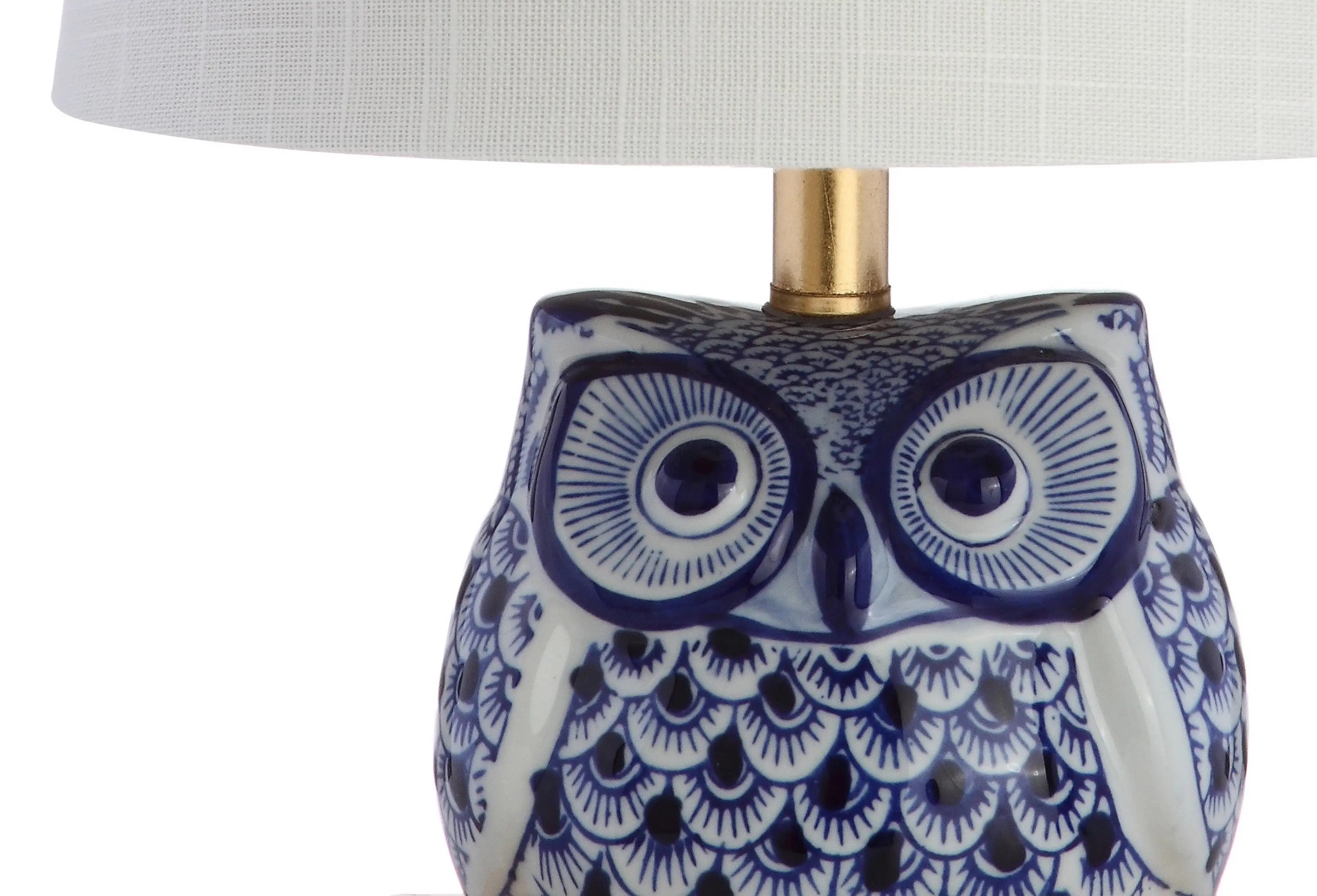 16" Blue Gold And White Novelty Table Lamp With Empire Shade Homeroots Lighting