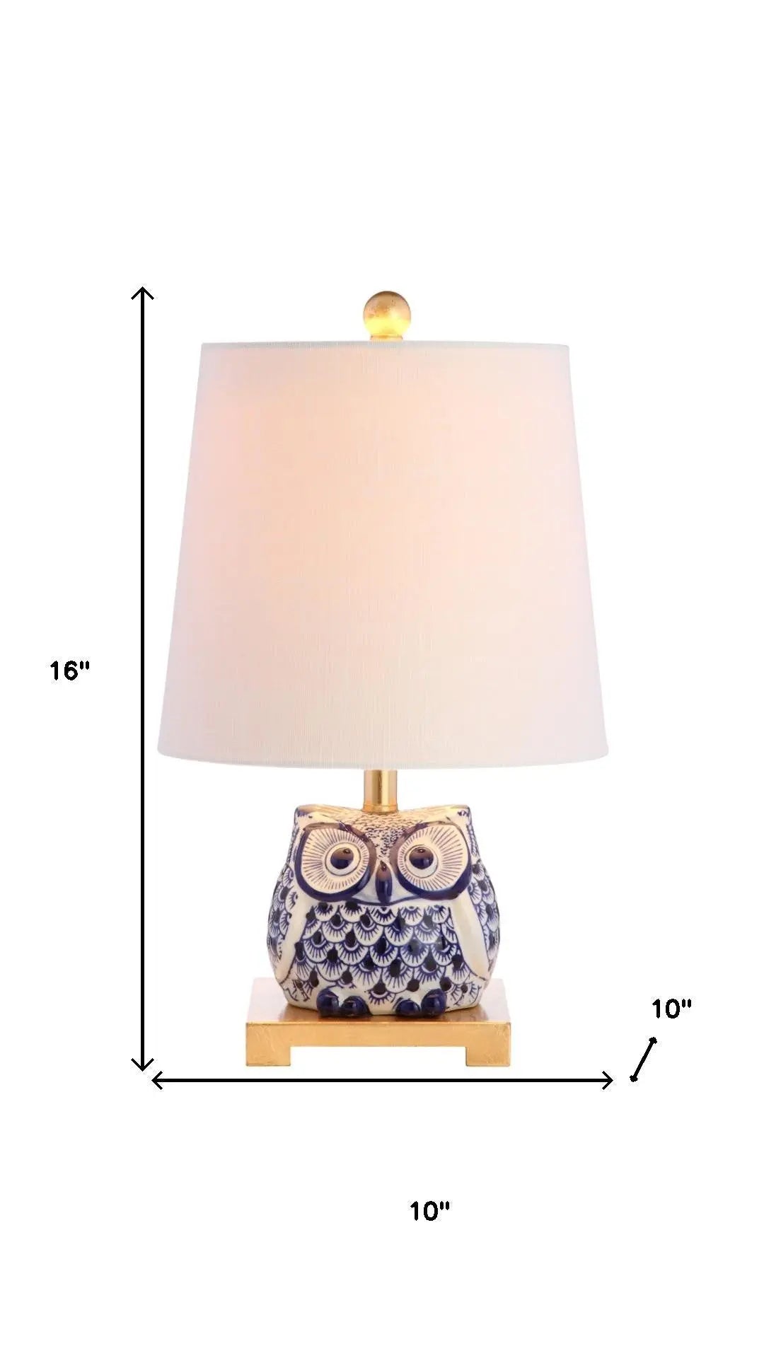 16" Blue Gold And White Novelty Table Lamp With Empire Shade Homeroots Lighting
