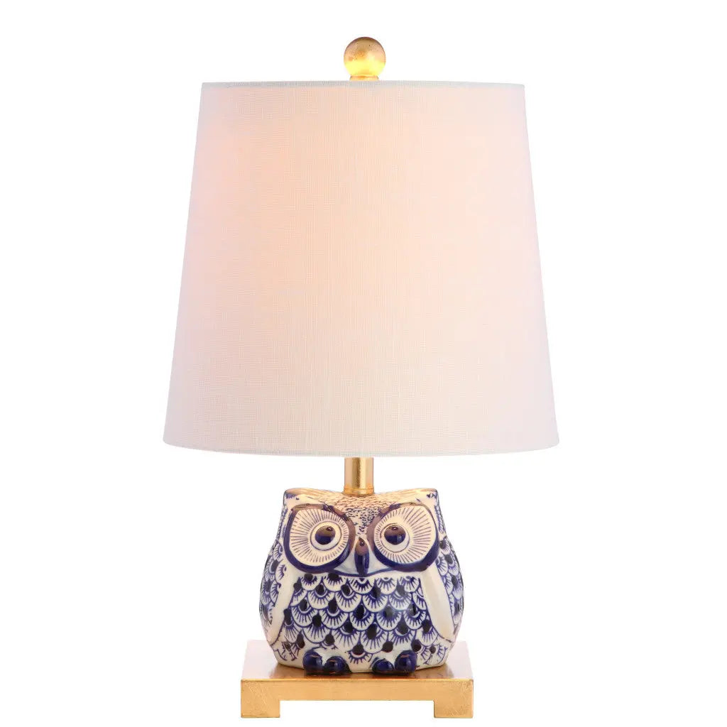 16" Blue Gold And White Novelty Table Lamp With Empire Shade Homeroots Lighting