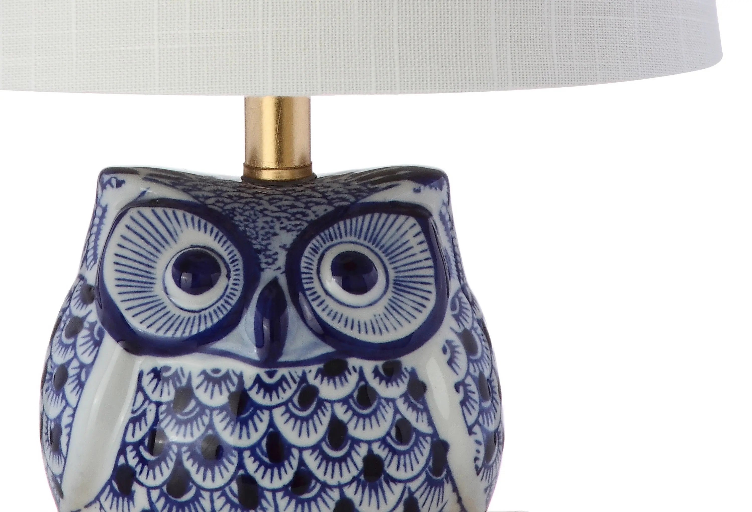 16" Blue Gold And White Novelty Table Lamp With Empire Shade Homeroots Lighting