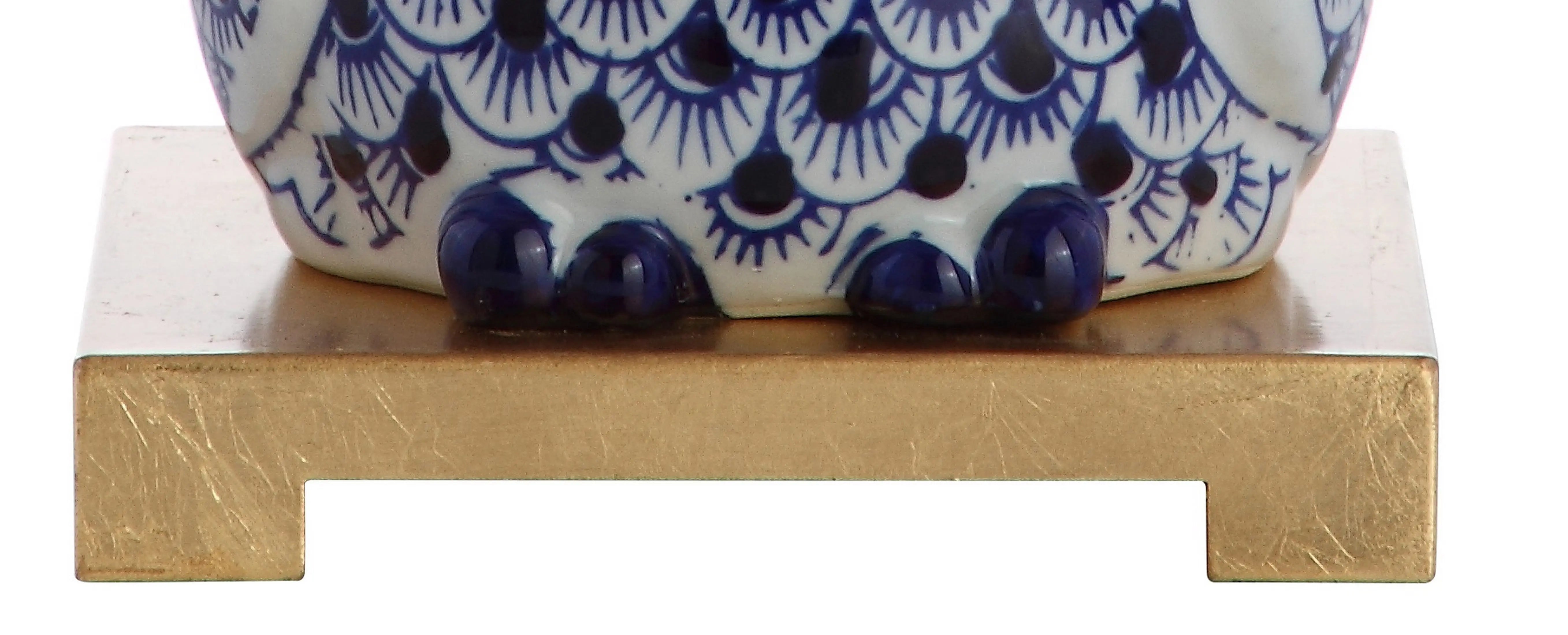 16" Blue Gold And White Novelty Table Lamp With Empire Shade Homeroots Lighting