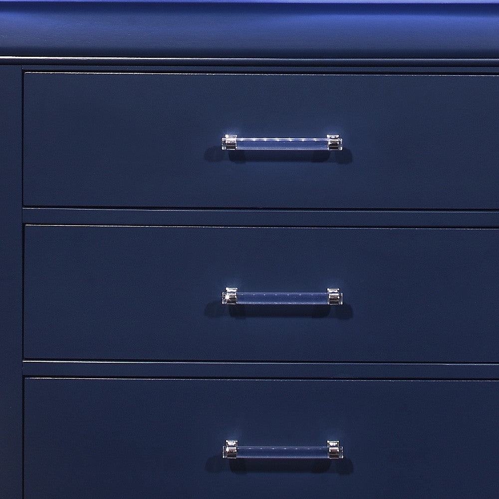 16" Blue Solid Wood Five Drawer Chest With LED Lighting - GreatEagleInc