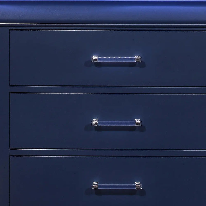 16" Blue Solid Wood Five Drawer Chest With LED Lighting - GreatEagleInc