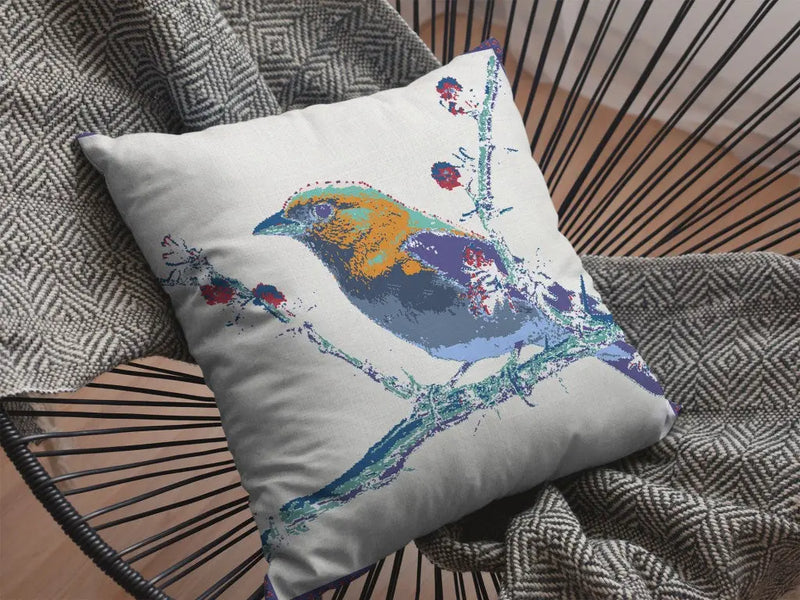 16” Blue White Robin Indoor Outdoor Throw Pillow Homeroots Outdoor