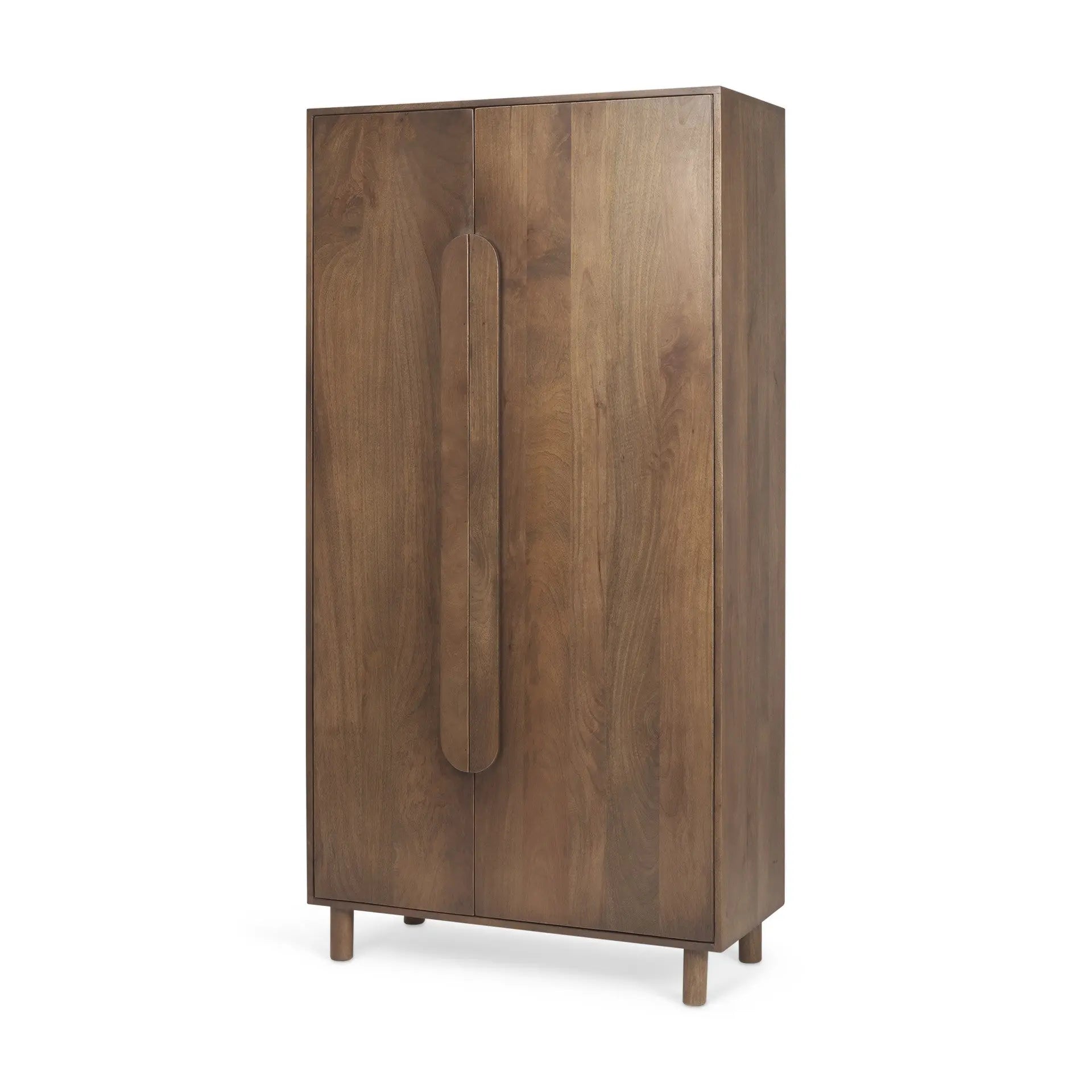 16" Brown Solid Wood Curio Cabinet With Two Doors Homeroots Kitchen & Dining
