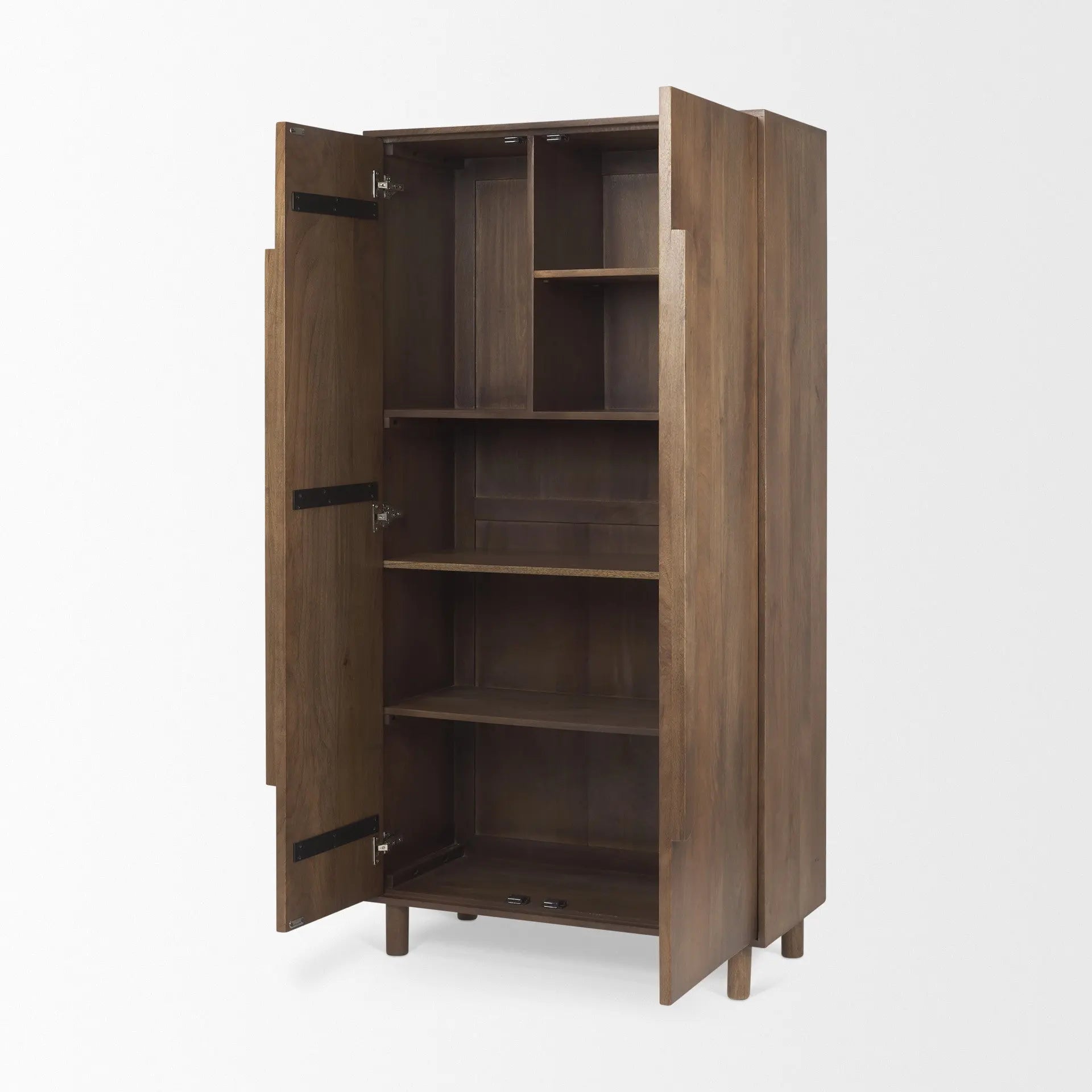 16" Brown Solid Wood Curio Cabinet With Two Doors Homeroots Kitchen & Dining