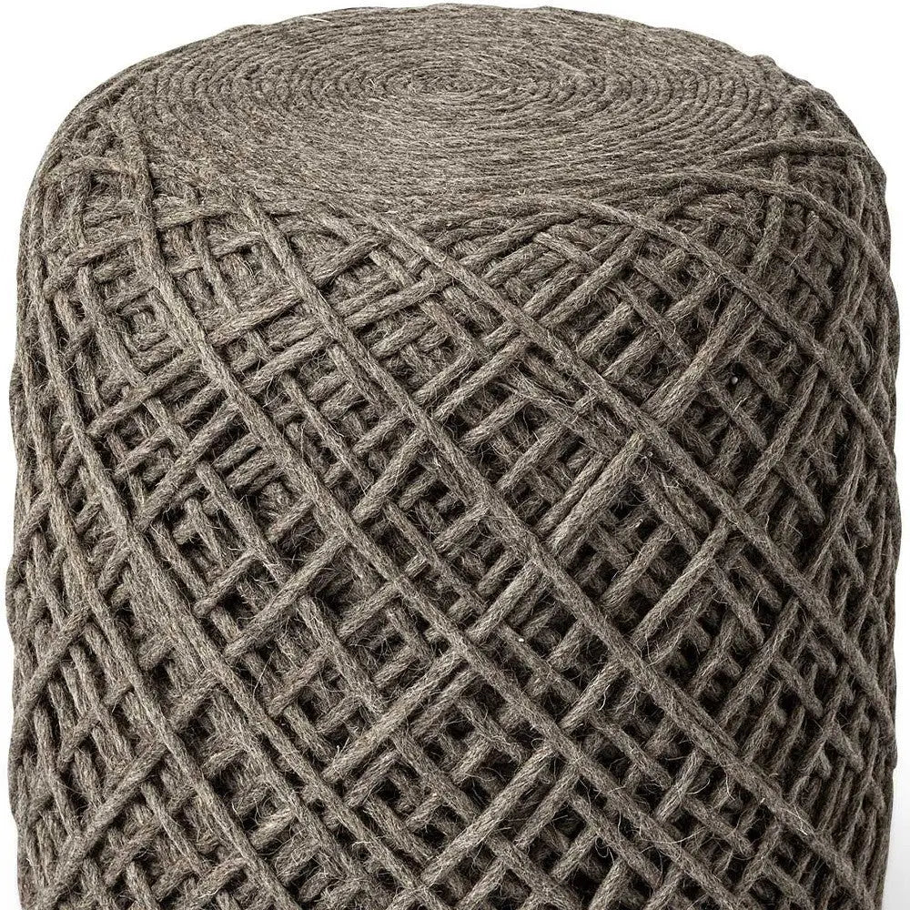 16" Brown Upholstery Cylinder Abstract Pouf Ottoman Homeroots Living Room