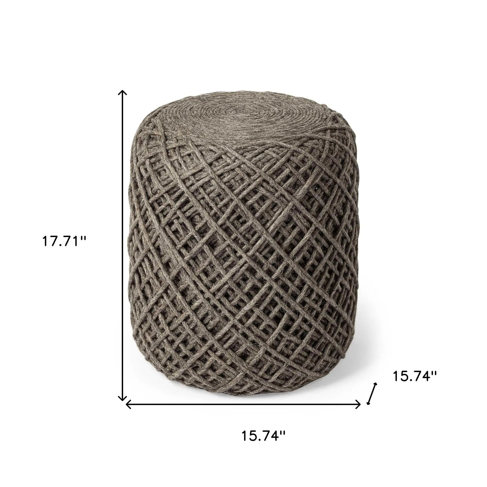 16" Brown Upholstery Cylinder Abstract Pouf Ottoman Homeroots Living Room