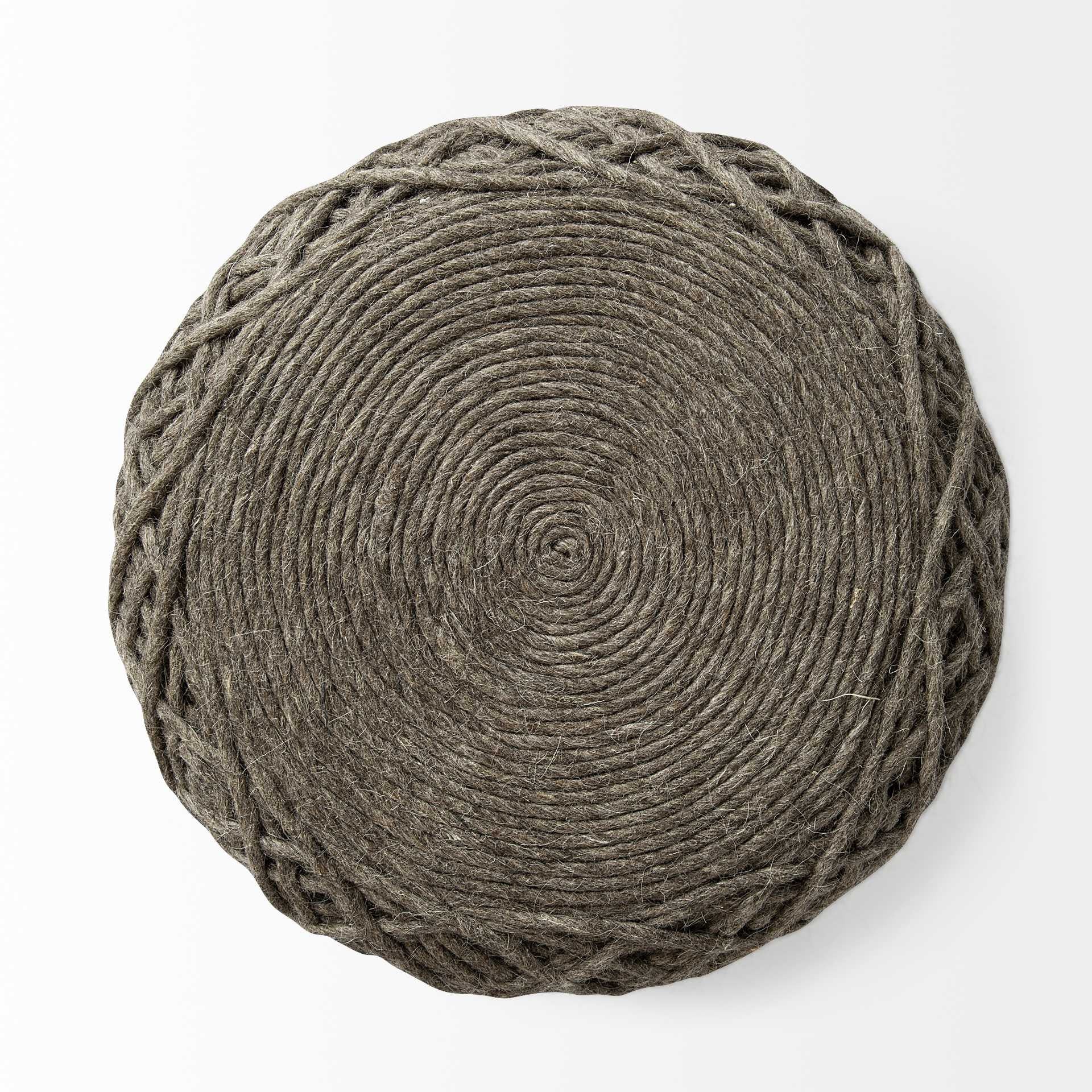 16" Brown Upholstery Cylinder Abstract Pouf Ottoman Homeroots Living Room