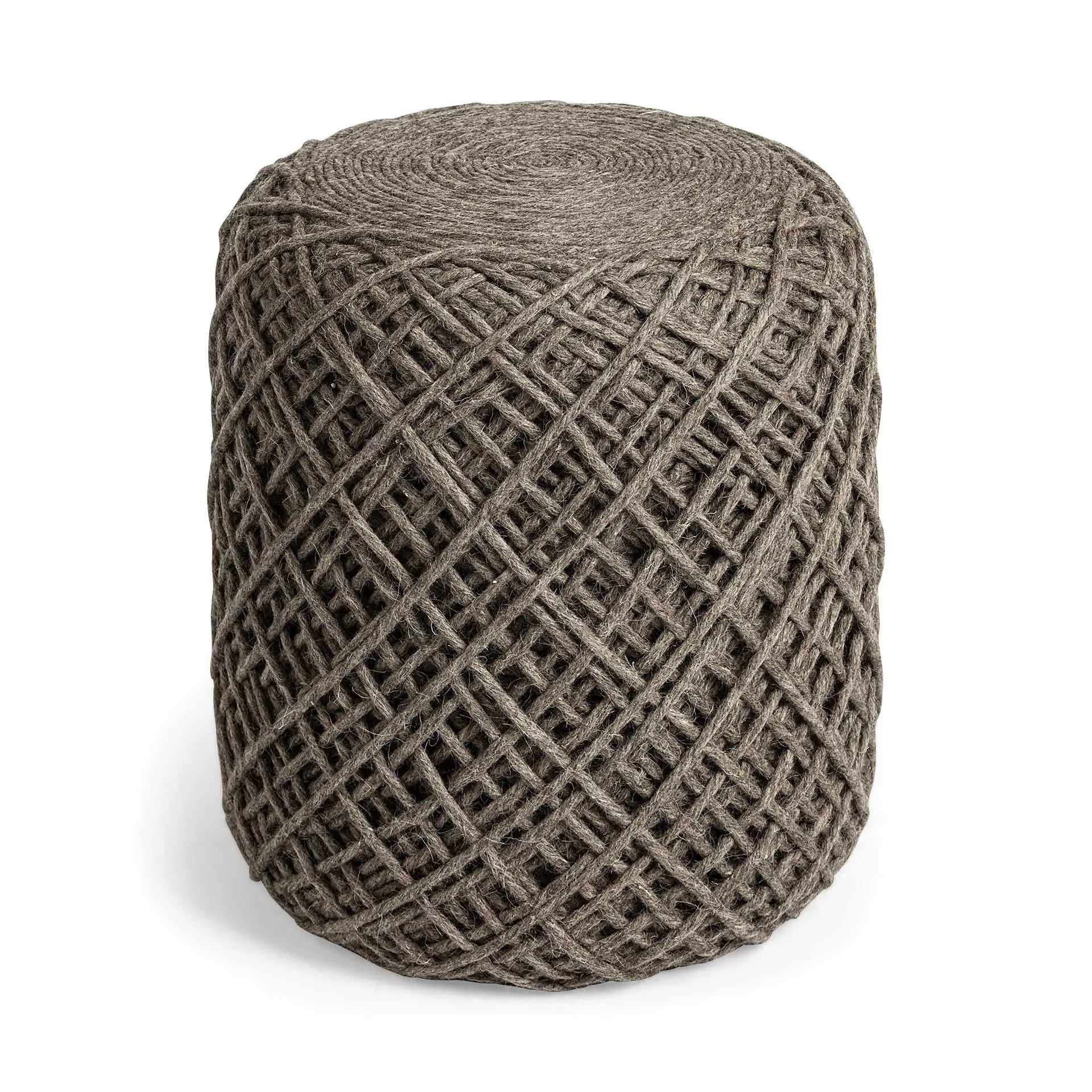16" Brown Upholstery Cylinder Abstract Pouf Ottoman Homeroots Living Room