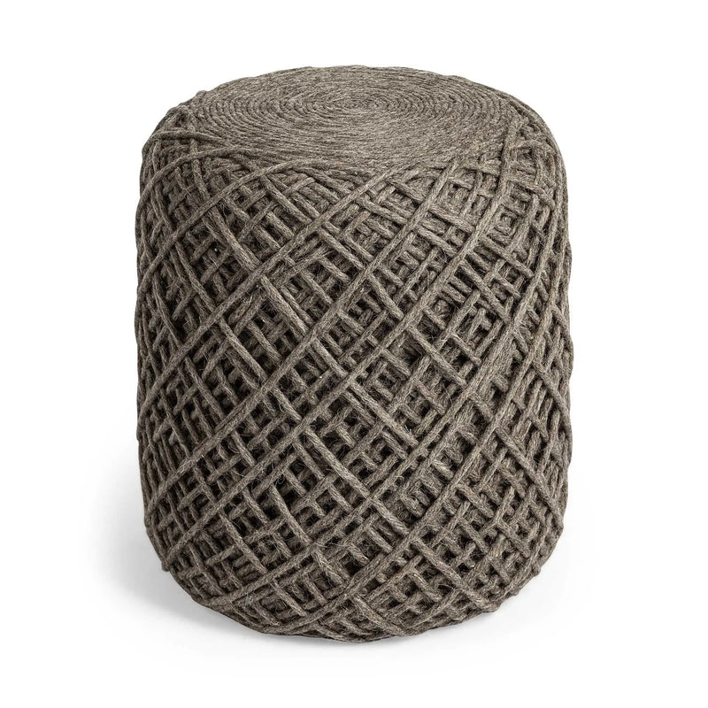 16" Brown Upholstery Cylinder Abstract Pouf Ottoman Homeroots Living Room