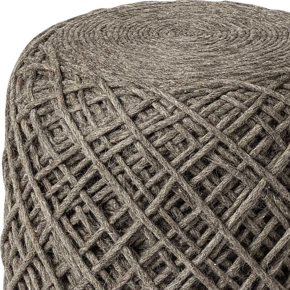 16" Brown Upholstery Cylinder Abstract Pouf Ottoman Homeroots Living Room
