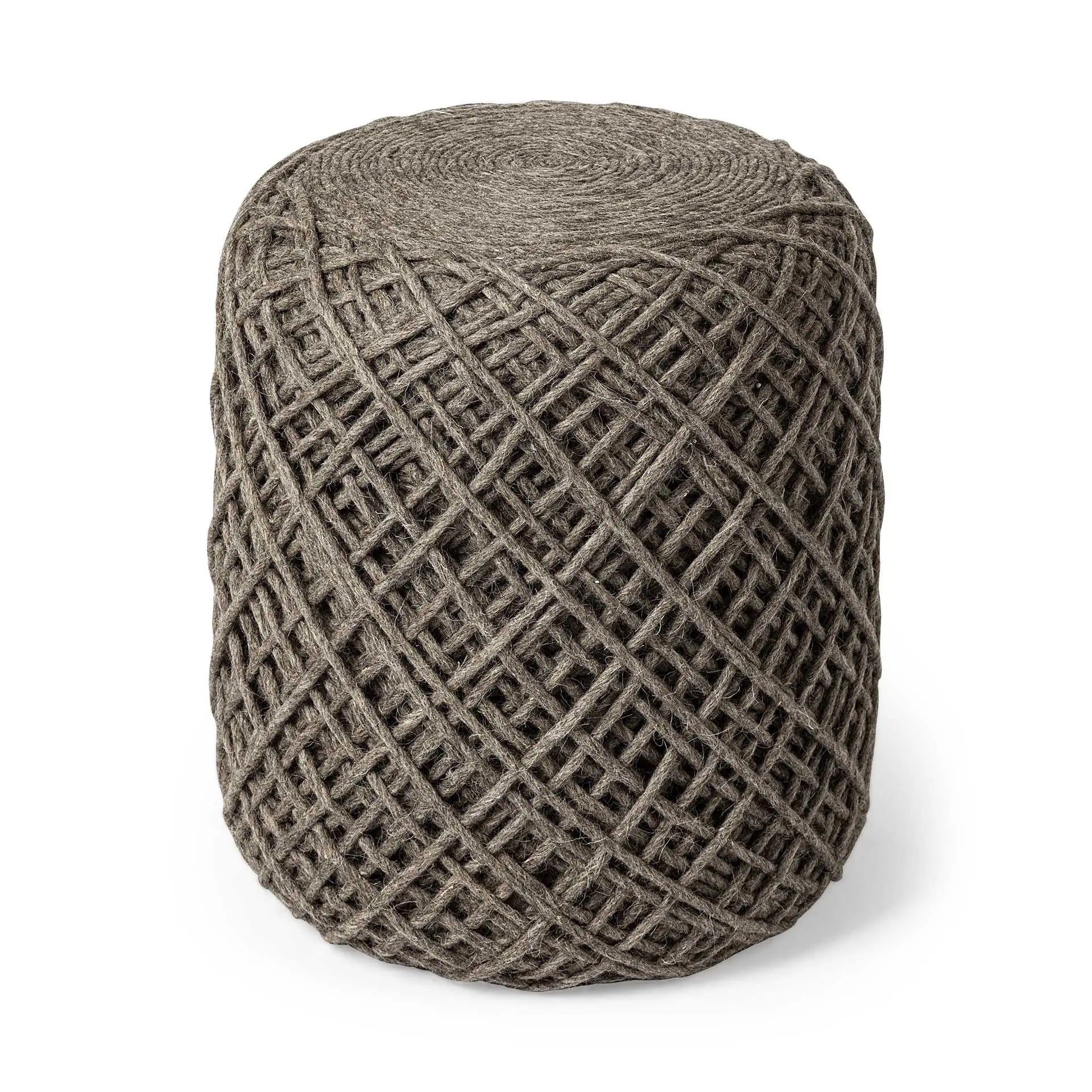 16" Brown Upholstery Cylinder Abstract Pouf Ottoman Homeroots Living Room
