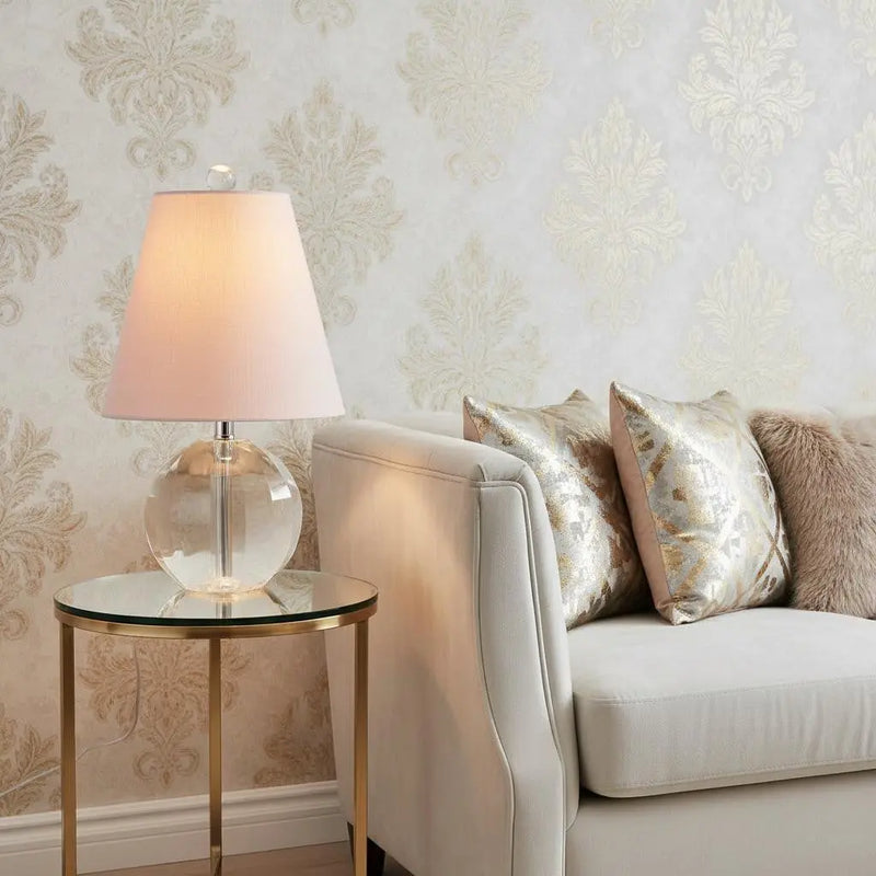 16" Clear Globe Bedside Lamp With Empire Shade Homeroots Lighting