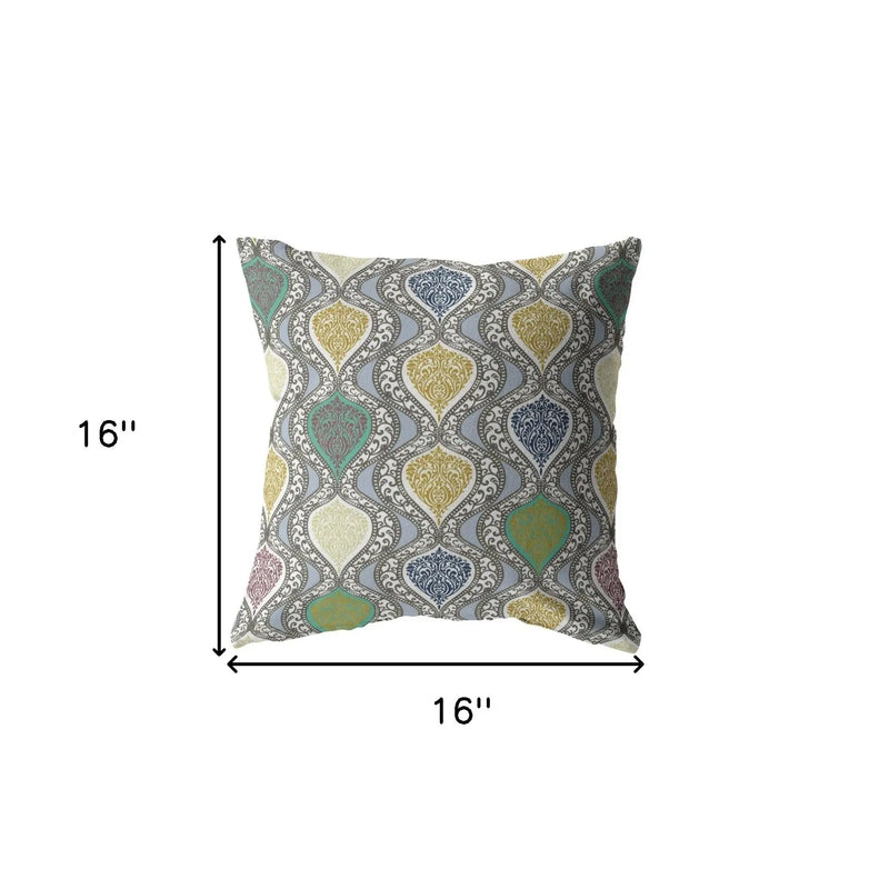 16” Gray Gold Ogee Indoor Outdoor Throw Pillow Homeroots Outdoor