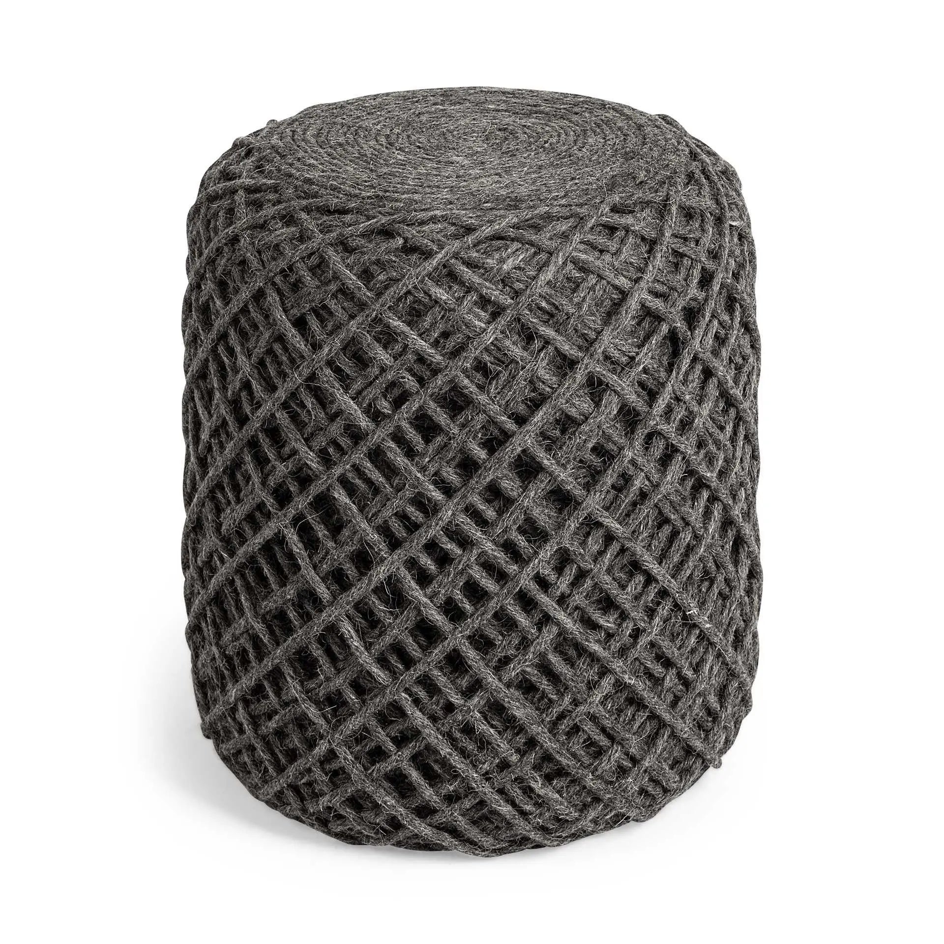 16" Gray Upholstery Cylinder Abstract Pouf Ottoman - GreatEagleInc