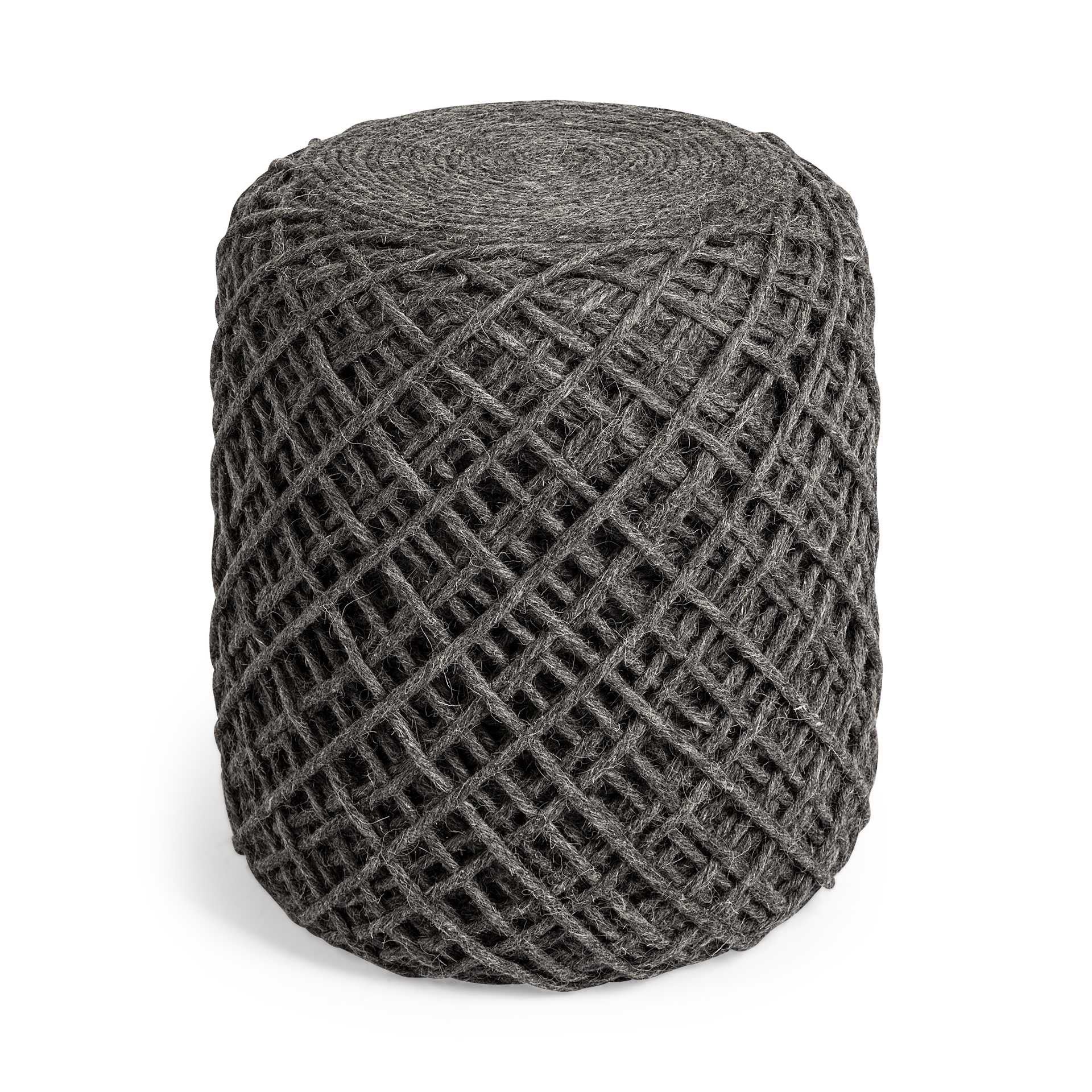 16" Gray Upholstery Cylinder Abstract Pouf Ottoman - GreatEagleInc