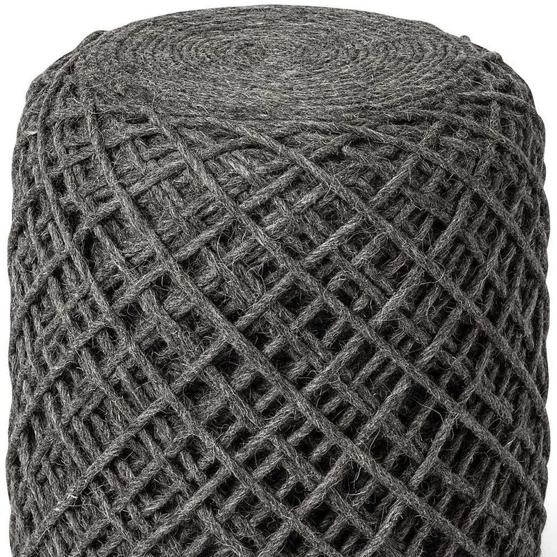 16" Gray Upholstery Cylinder Abstract Pouf Ottoman - GreatEagleInc
