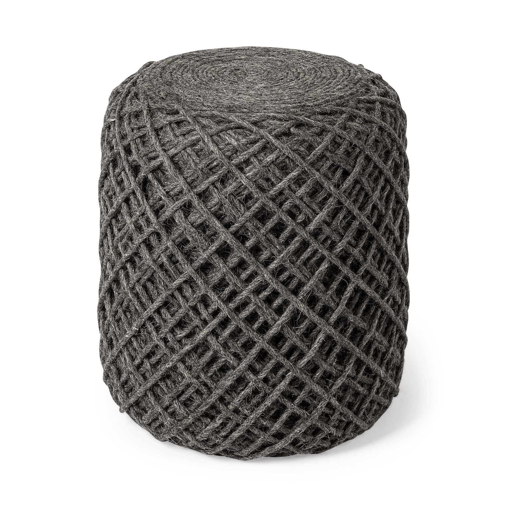 16" Gray Upholstery Cylinder Abstract Pouf Ottoman - GreatEagleInc