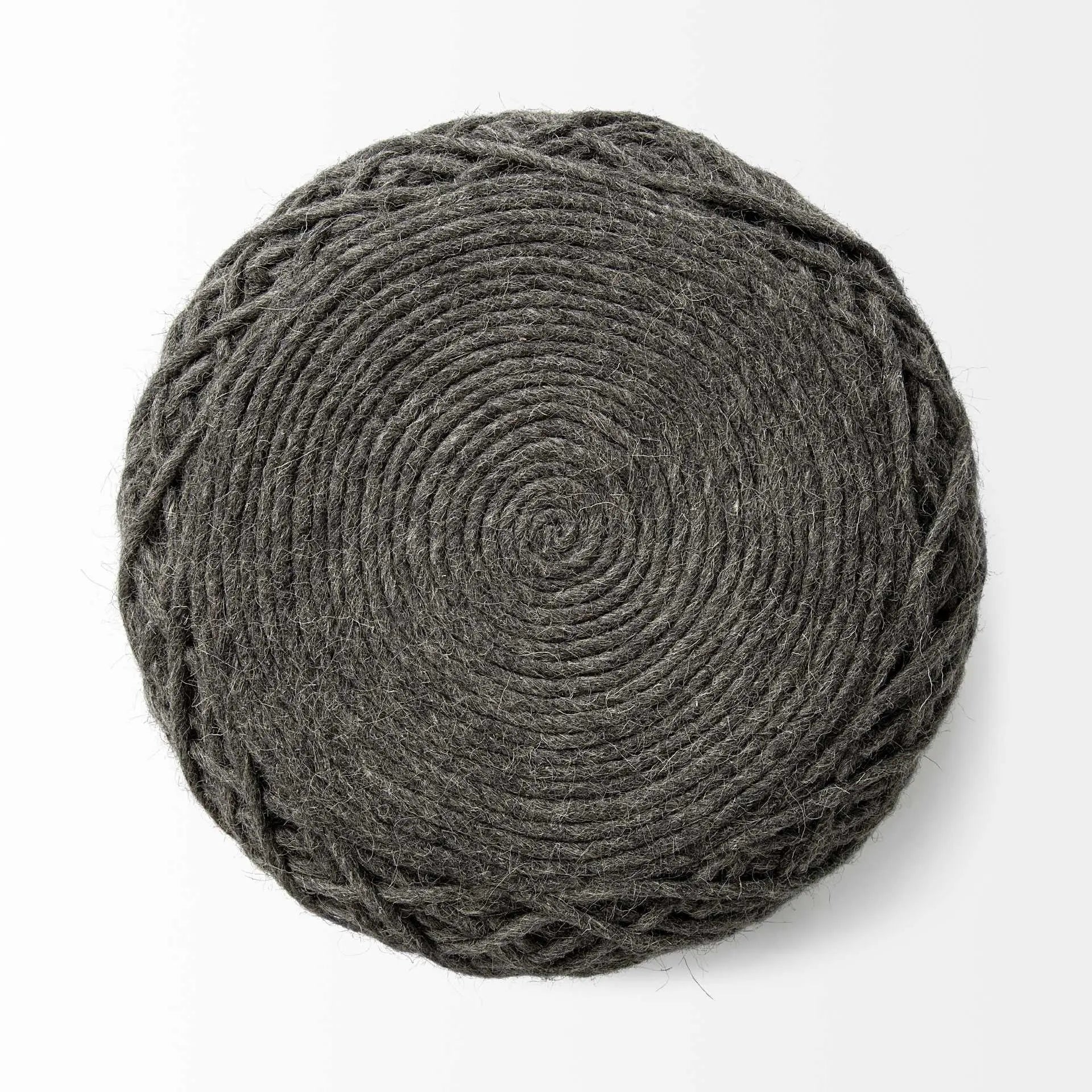 16" Gray Upholstery Cylinder Abstract Pouf Ottoman - GreatEagleInc