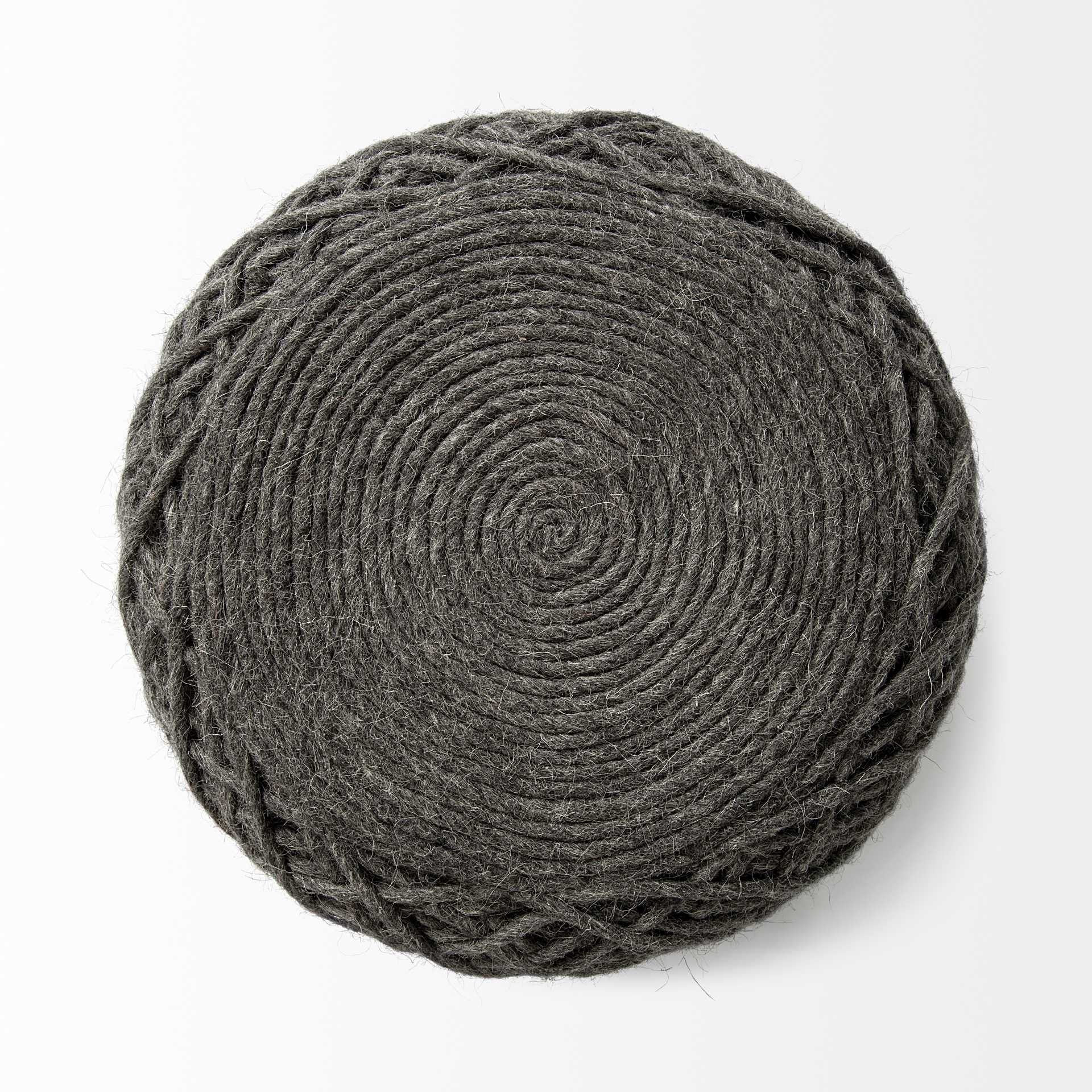 16" Gray Upholstery Cylinder Abstract Pouf Ottoman - GreatEagleInc