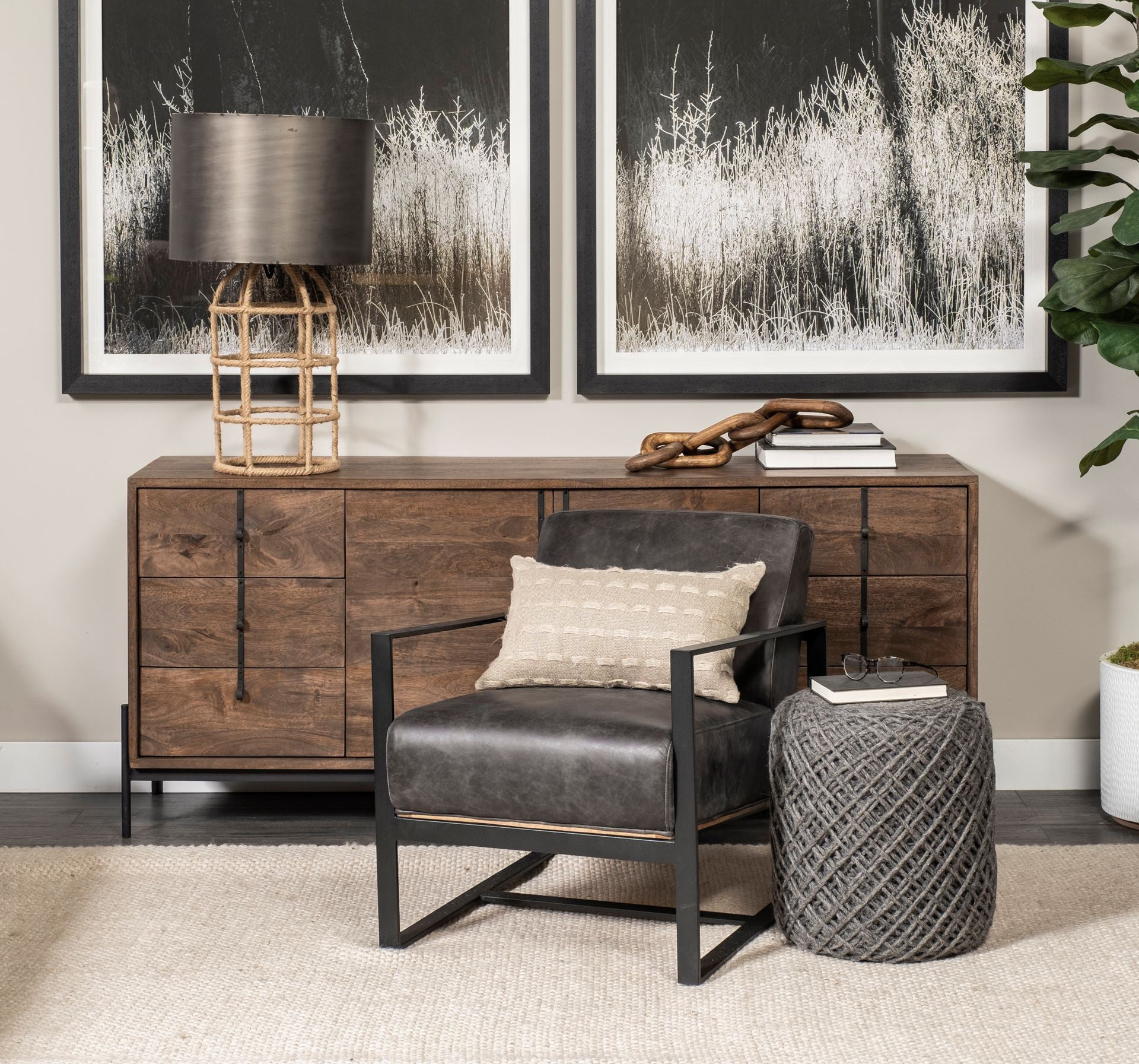 16" Gray Upholstery Cylinder Abstract Pouf Ottoman - GreatEagleInc