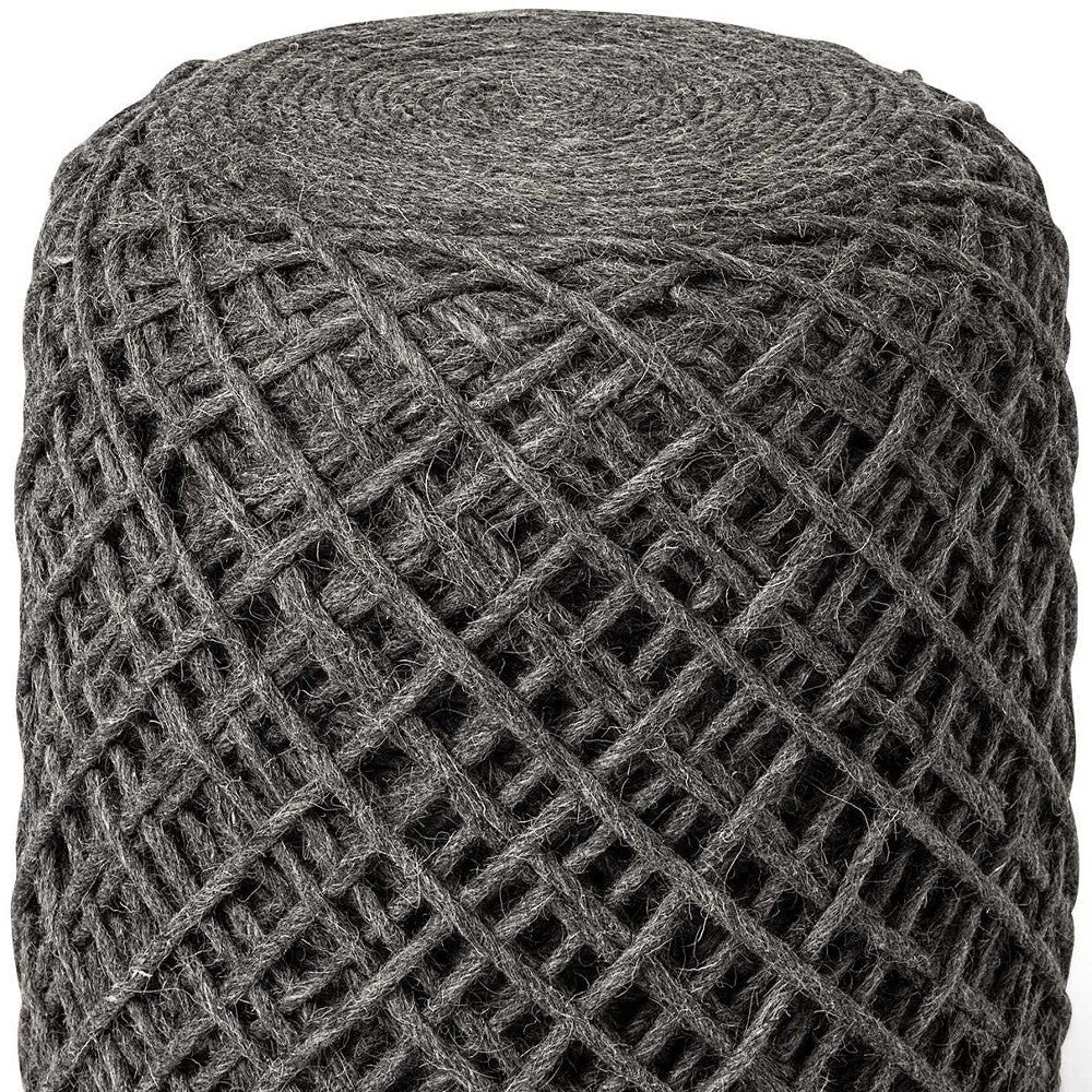 16" Gray Upholstery Cylinder Abstract Pouf Ottoman - GreatEagleInc