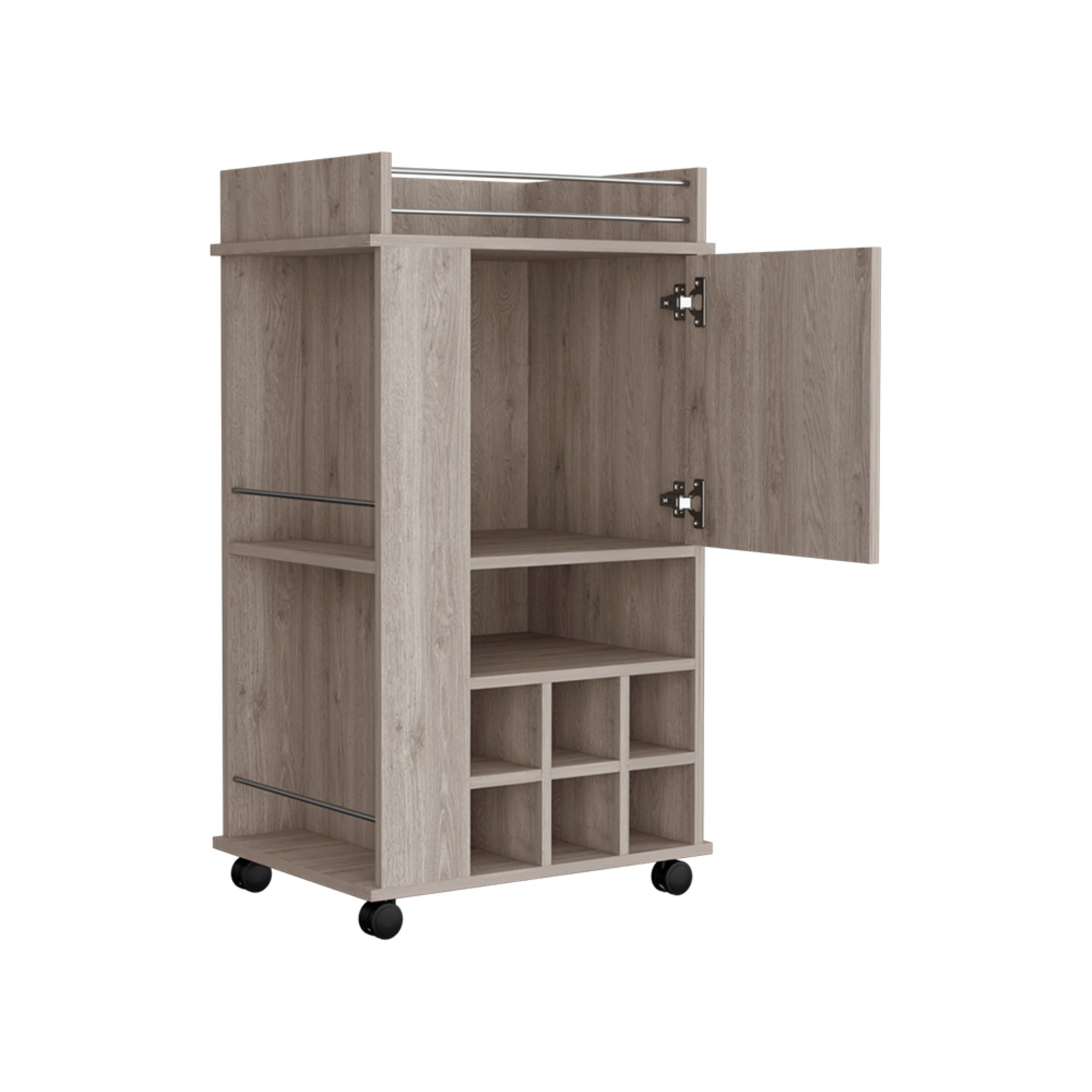 16" Gray Wood Bar Cart Homeroots Kitchen & Dining