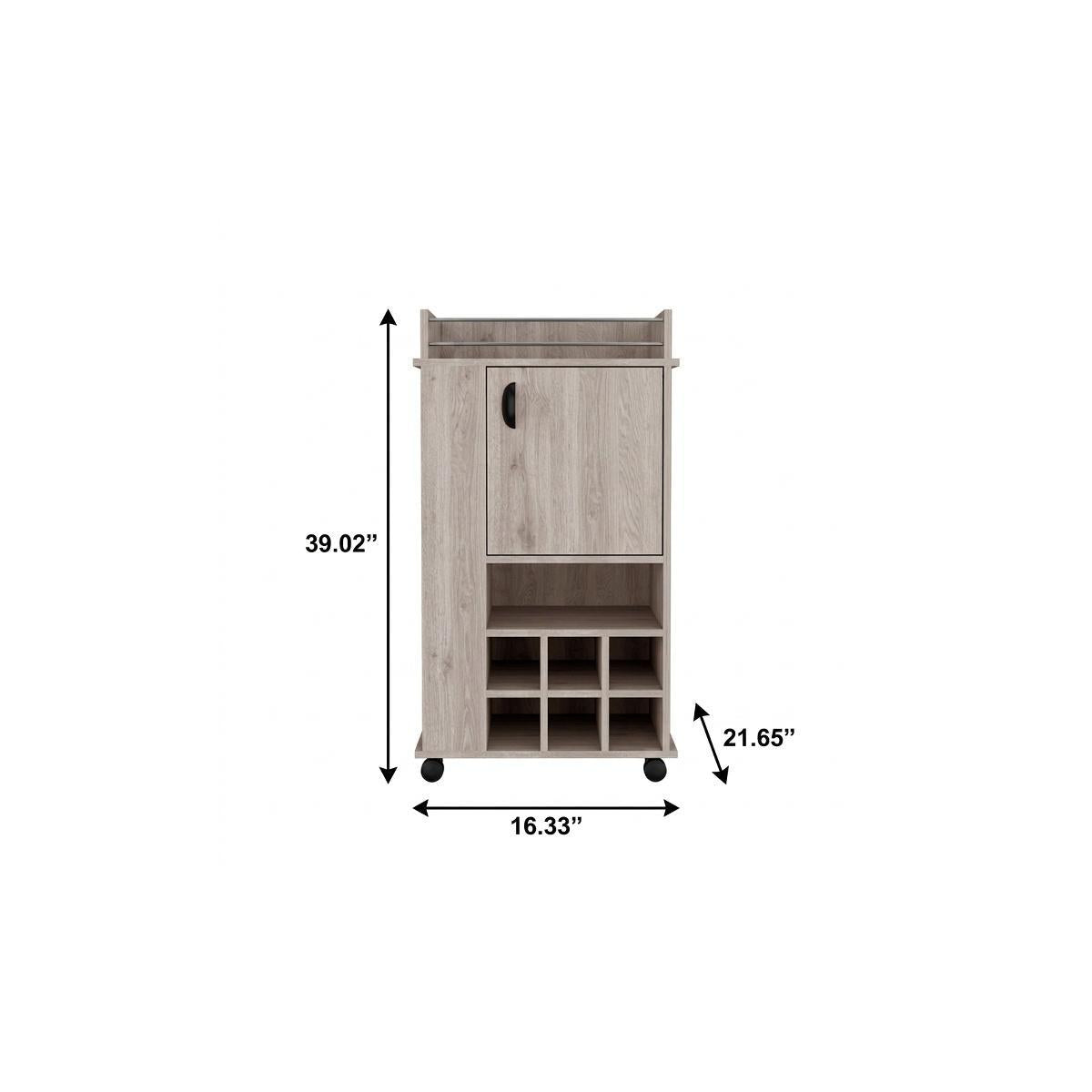 16" Gray Wood Bar Cart Homeroots Kitchen & Dining