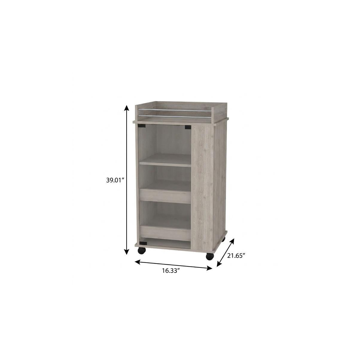 16" Gray Wood Bar Cart Homeroots Kitchen & Dining